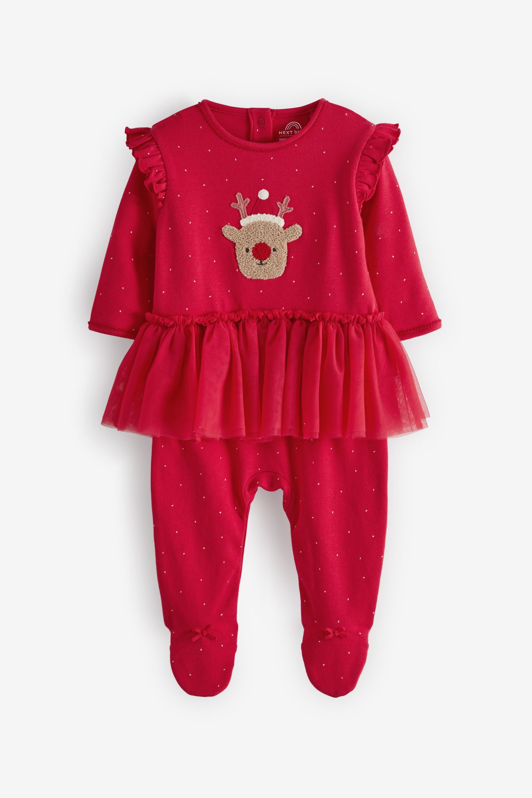 Red Reindeer Nxt Baby Sleepsuit With Tutu (0mths-3yrs)