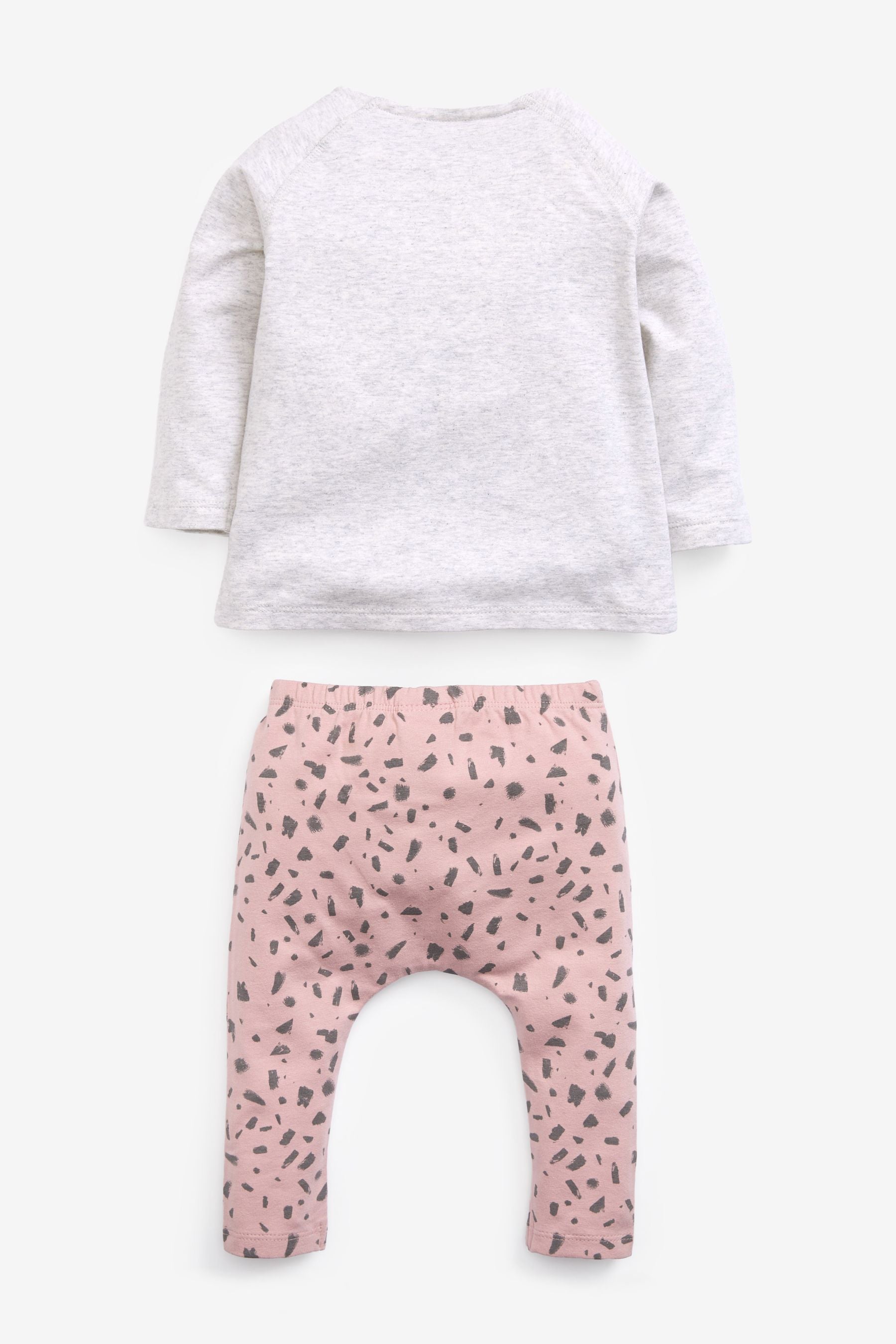 Pink/Grey Baby 2 Piece Jersey T-Shirt And Leggings Set