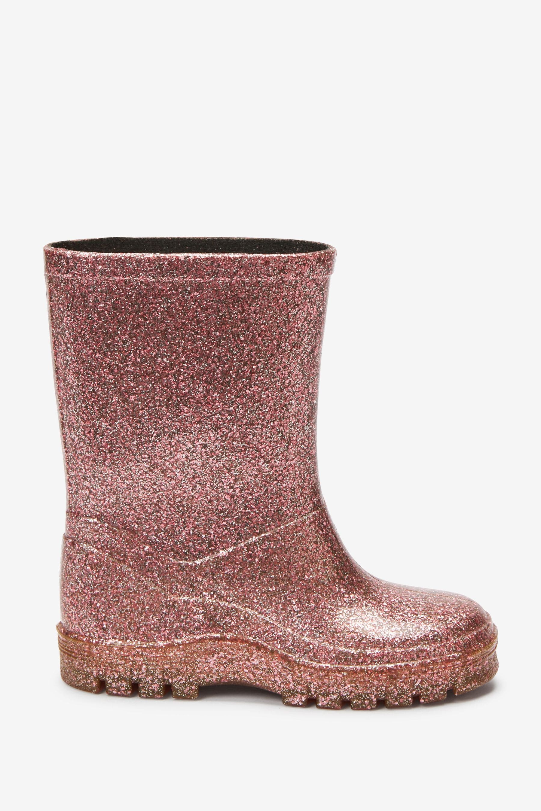 Rose Gold Pink Glitter Wellies