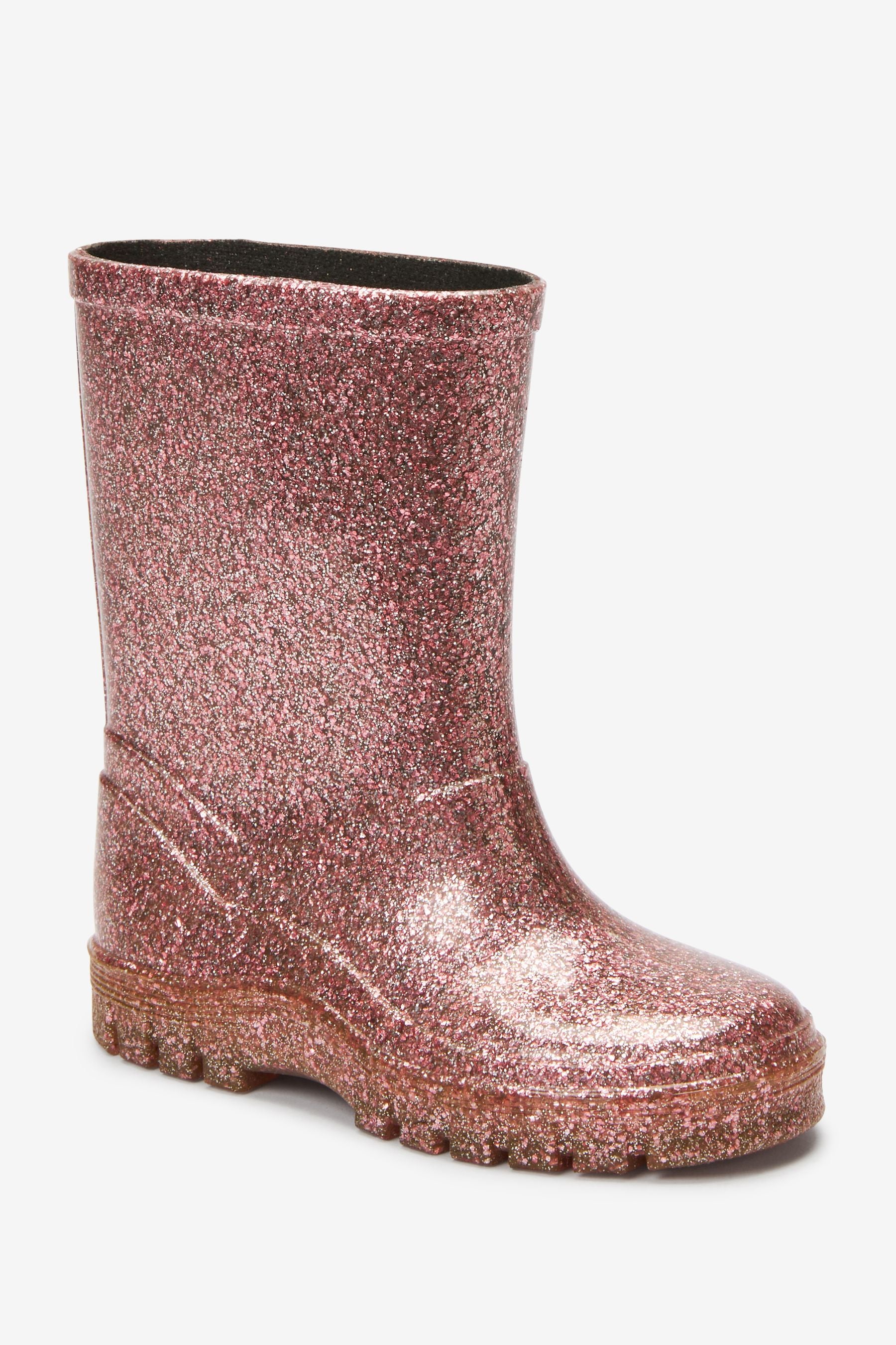 Rose Gold Pink Glitter Wellies