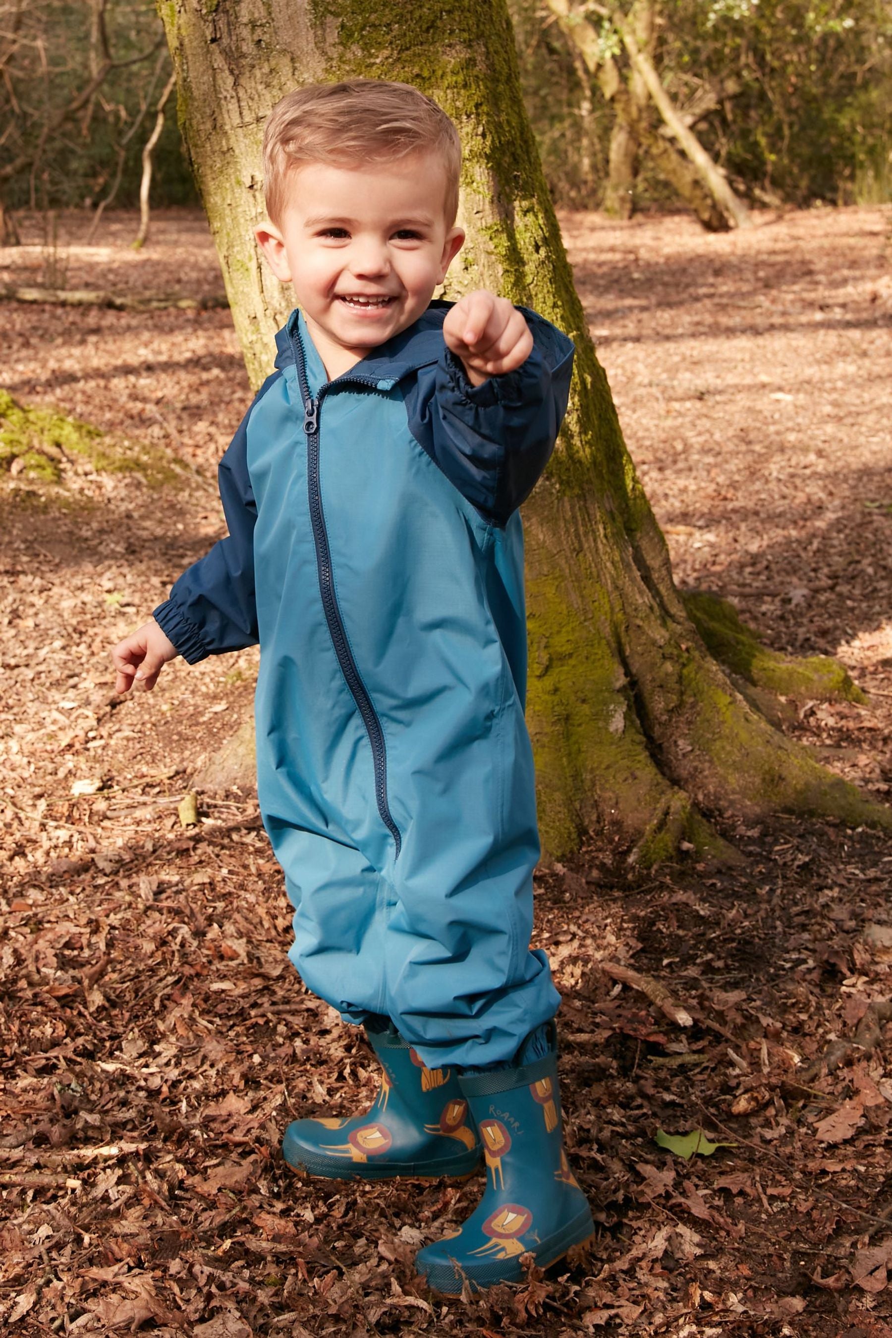 Navy Blue Waterproof Fleece Lined Puddlesuit (3mths-7yrs)