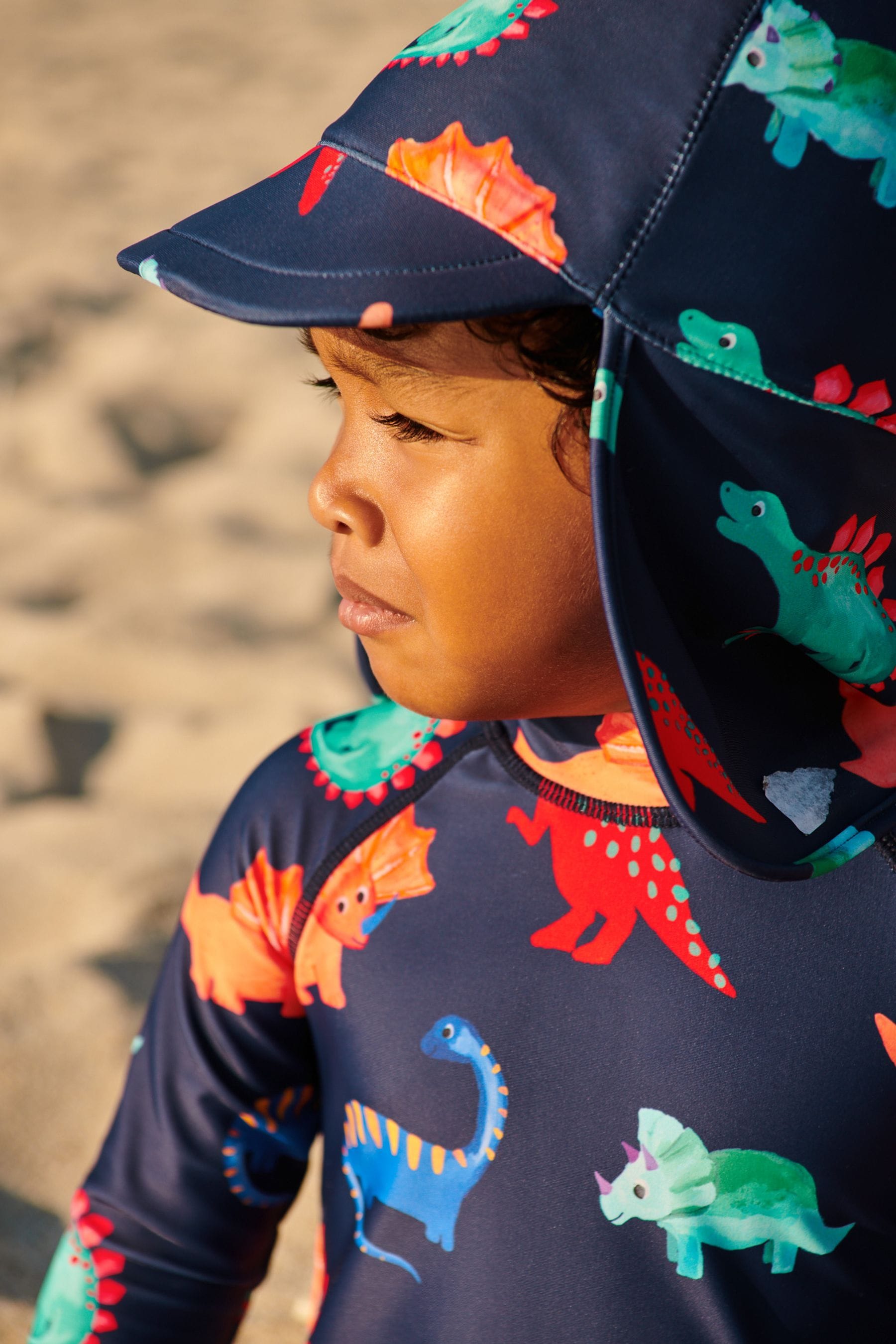 Navy Blue Dino Legionnaire Swim Hat (3mths-10yrs)