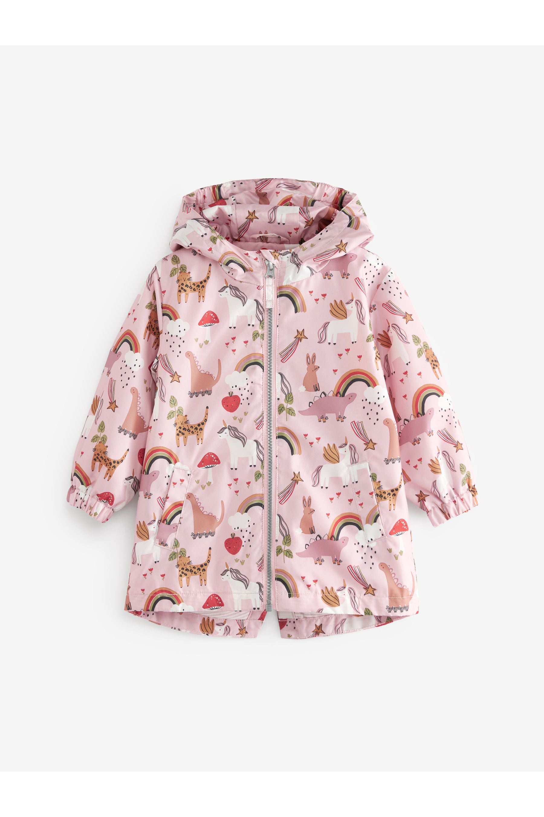 Pink Unicorn Dinosaur Shower Resistant Printed Cagoule (3mths-7yrs)