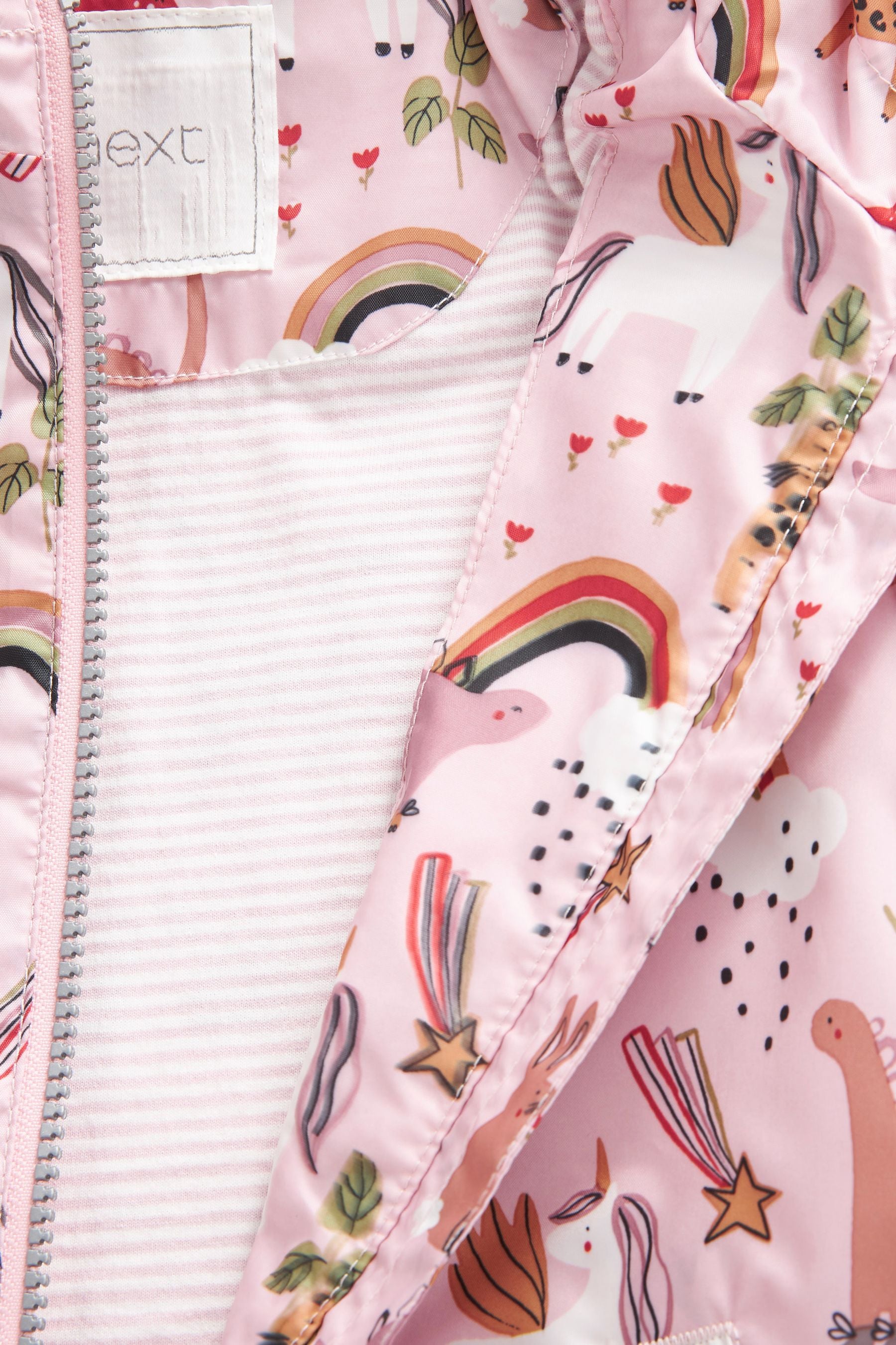 Pink Unicorn Dinosaur Shower Resistant Printed Cagoule (3mths-7yrs)