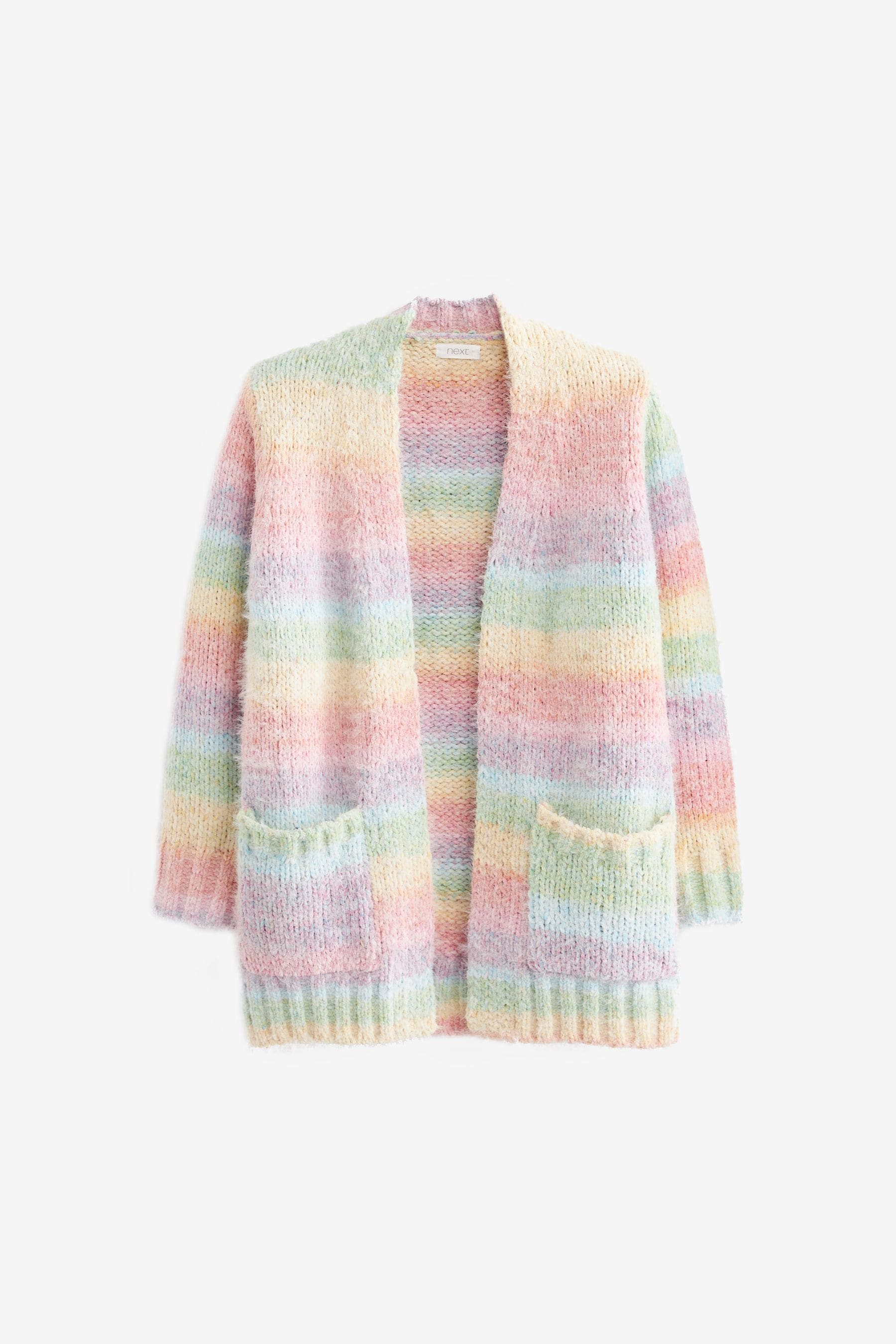 Rainbow Fluffy Long Cardigan (3-16yrs)