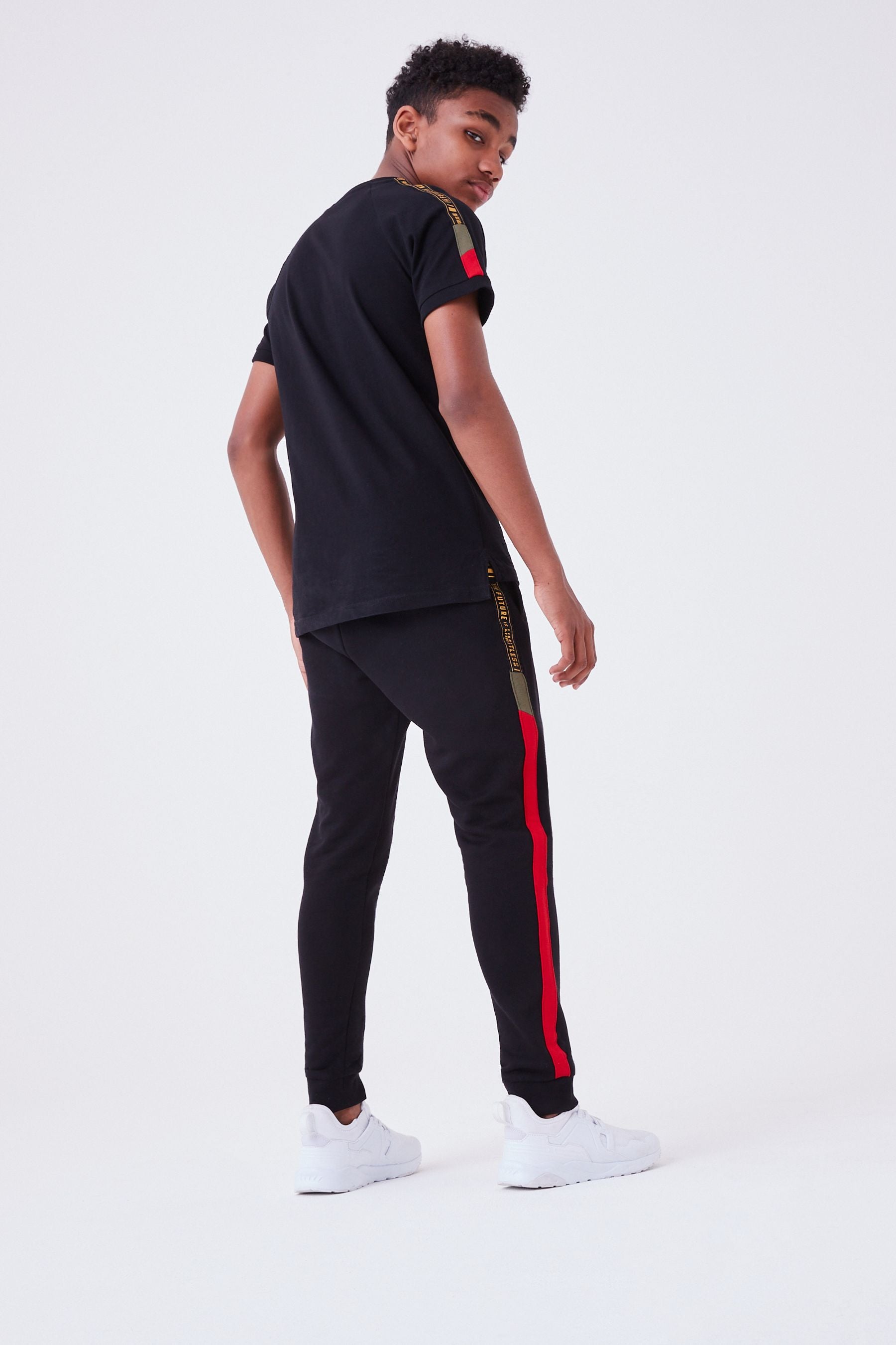 Black Side Tape T-Shirt And Joggers Set (3-16yrs)