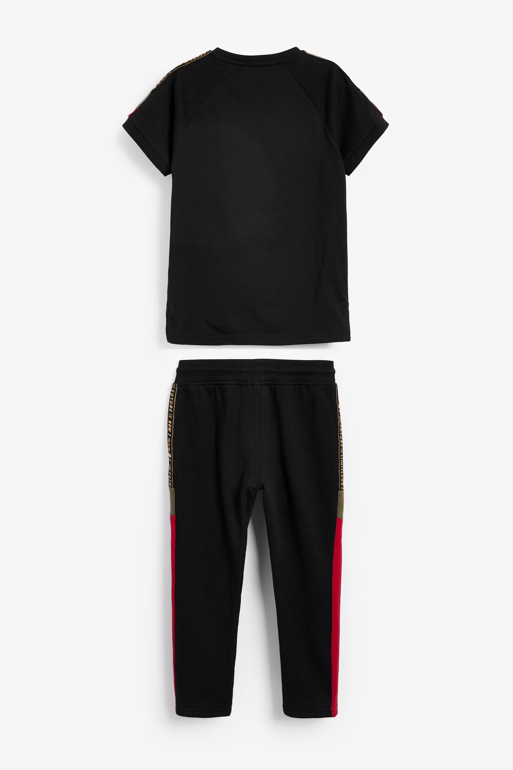 Black Side Tape T-Shirt And Joggers Set (3-16yrs)