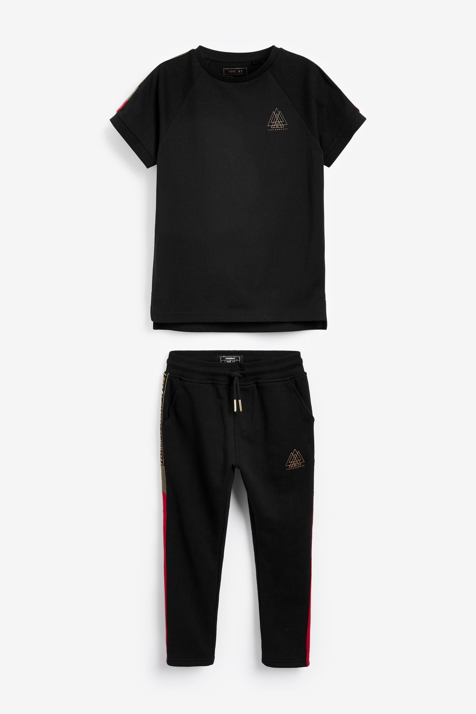 Black Side Tape T-Shirt And Joggers Set (3-16yrs)