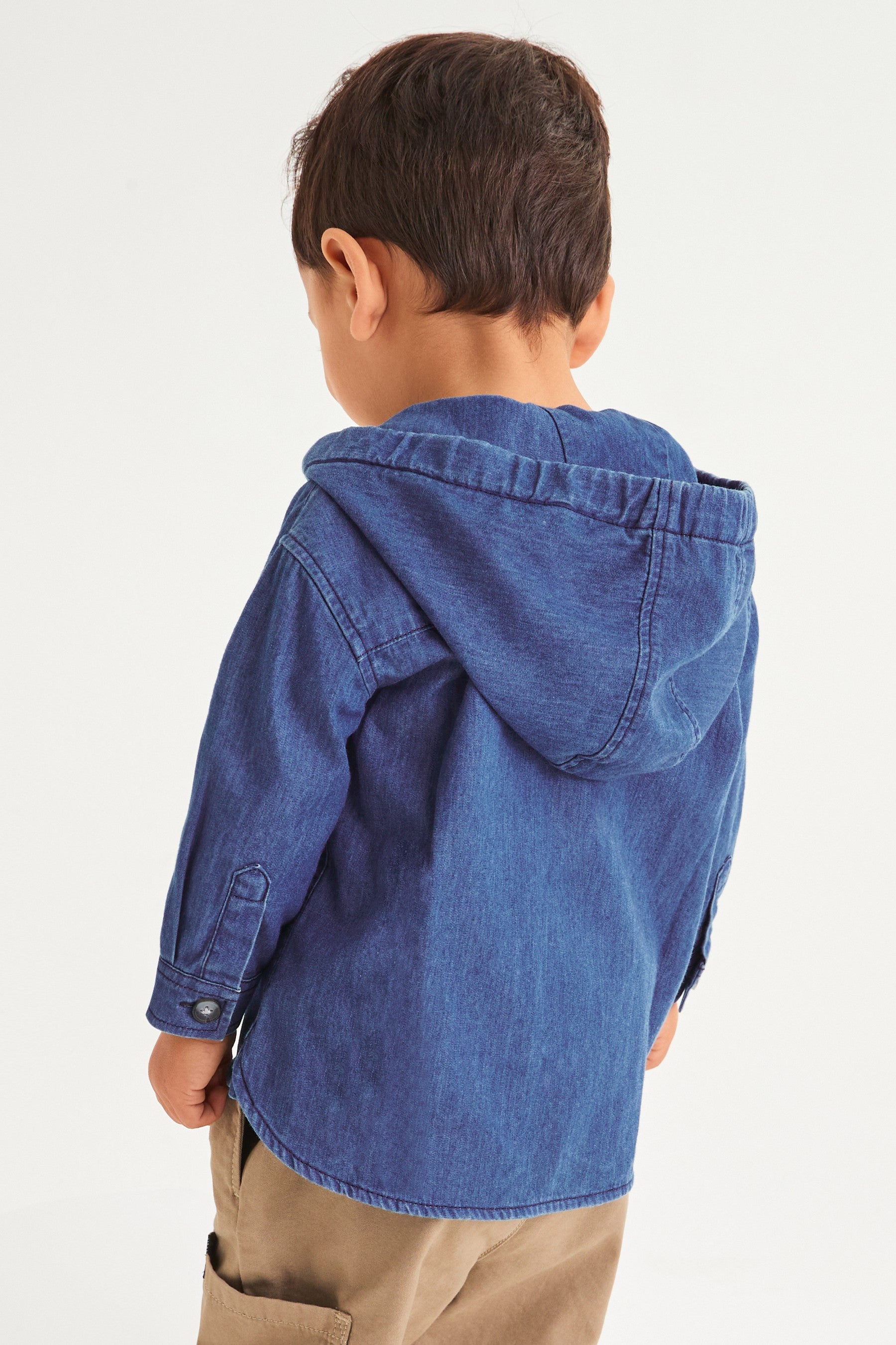 Blue Chambray Hooded Shirt (3mths-7yrs)