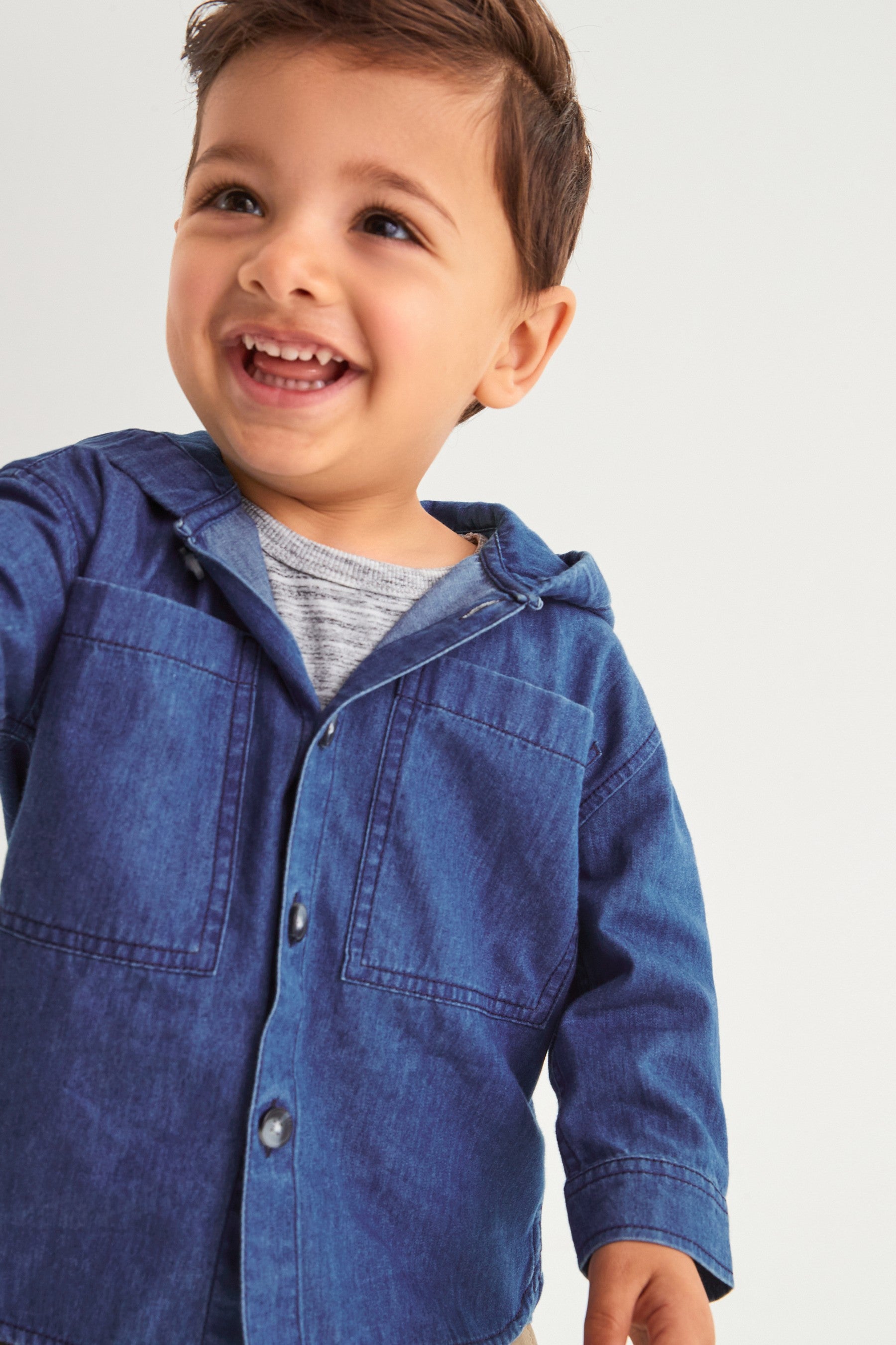 Blue Chambray Hooded Shirt (3mths-7yrs)