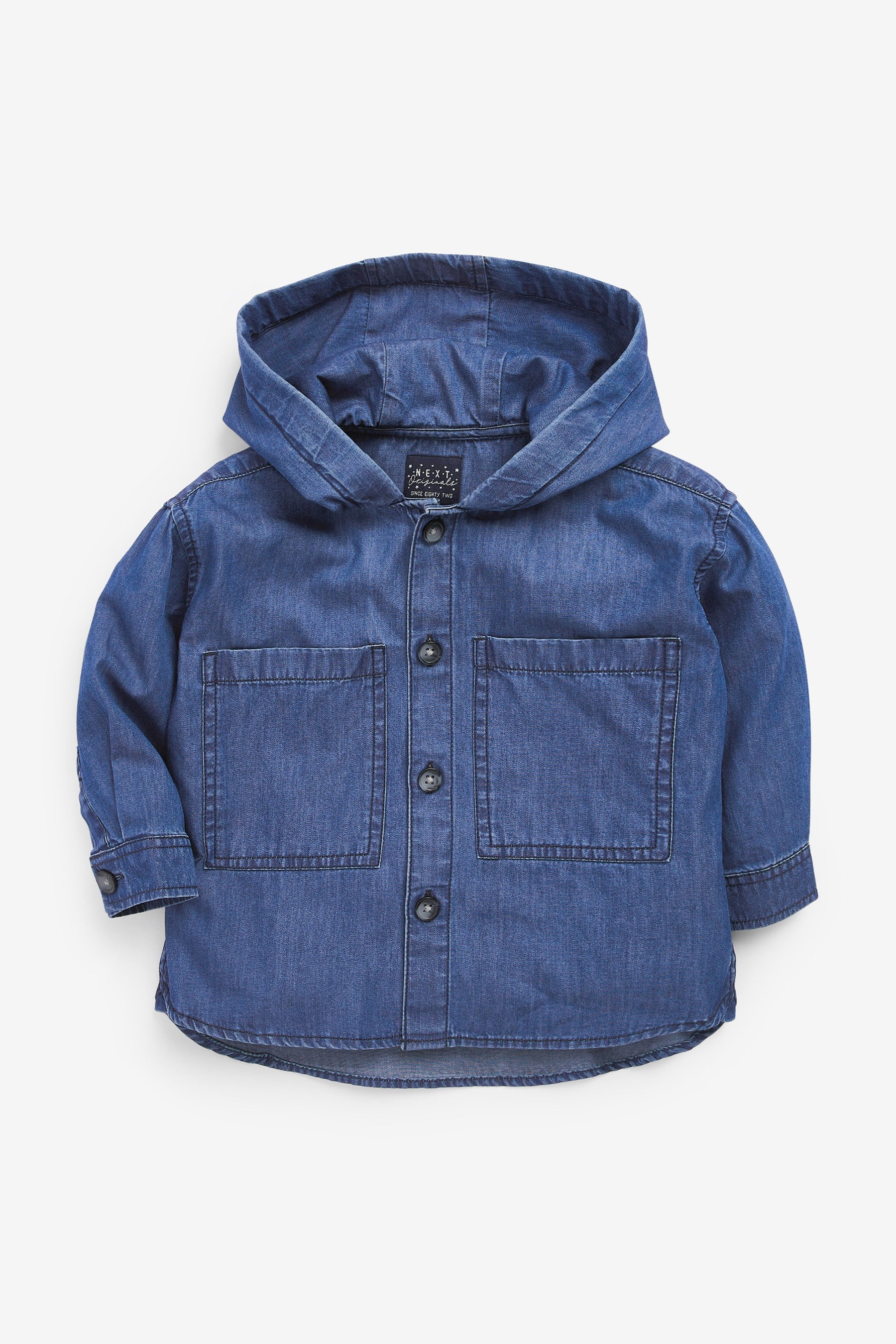 Blue Chambray Hooded Shirt (3mths-7yrs)