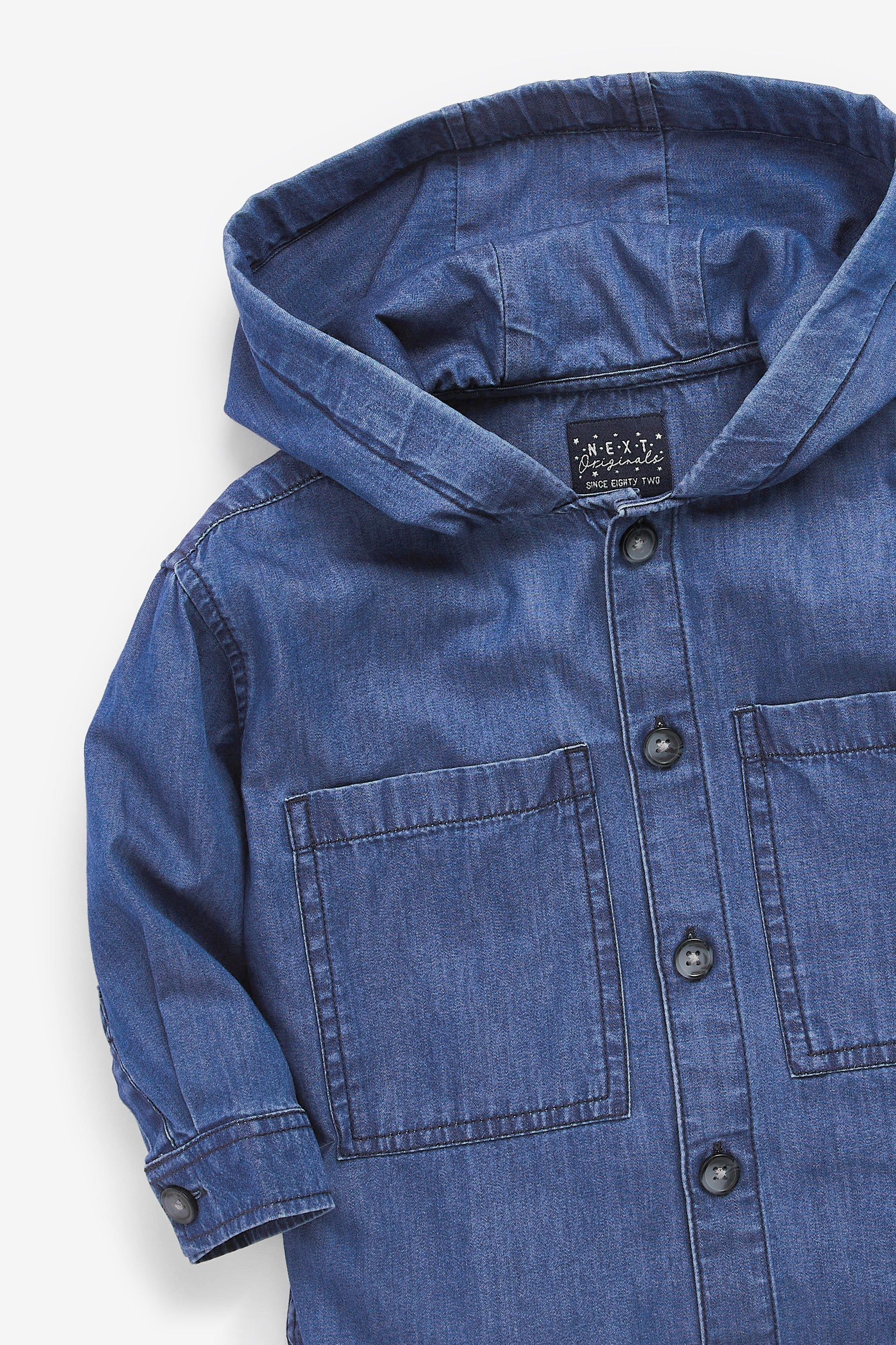 Blue Chambray Hooded Shirt (3mths-7yrs)