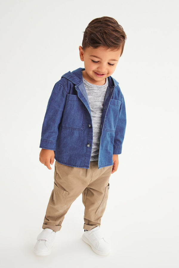 Blue Chambray Hooded Shirt (3mths-7yrs)