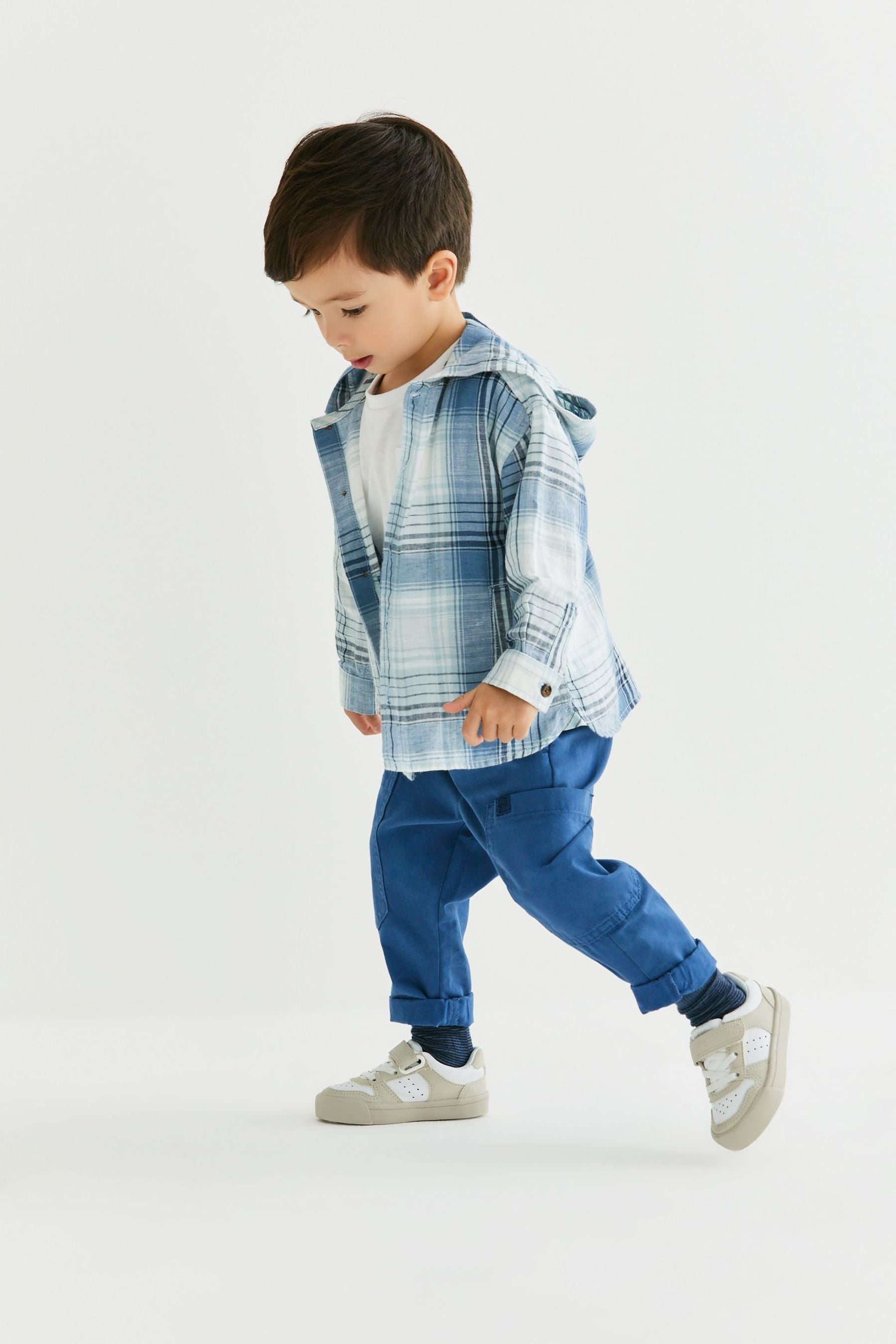 Blue Check Hooded Shirt (3mths-7yrs)