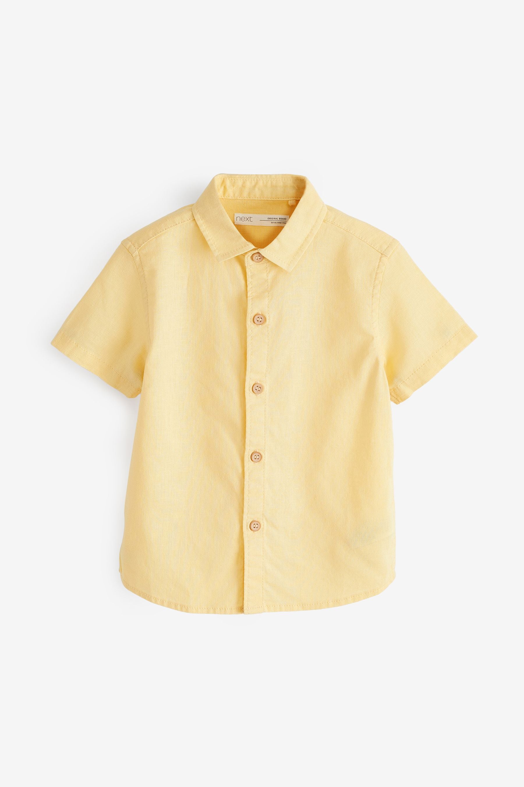 Yellow Short Sleeve Linen Shirt (3mths-7yrs)