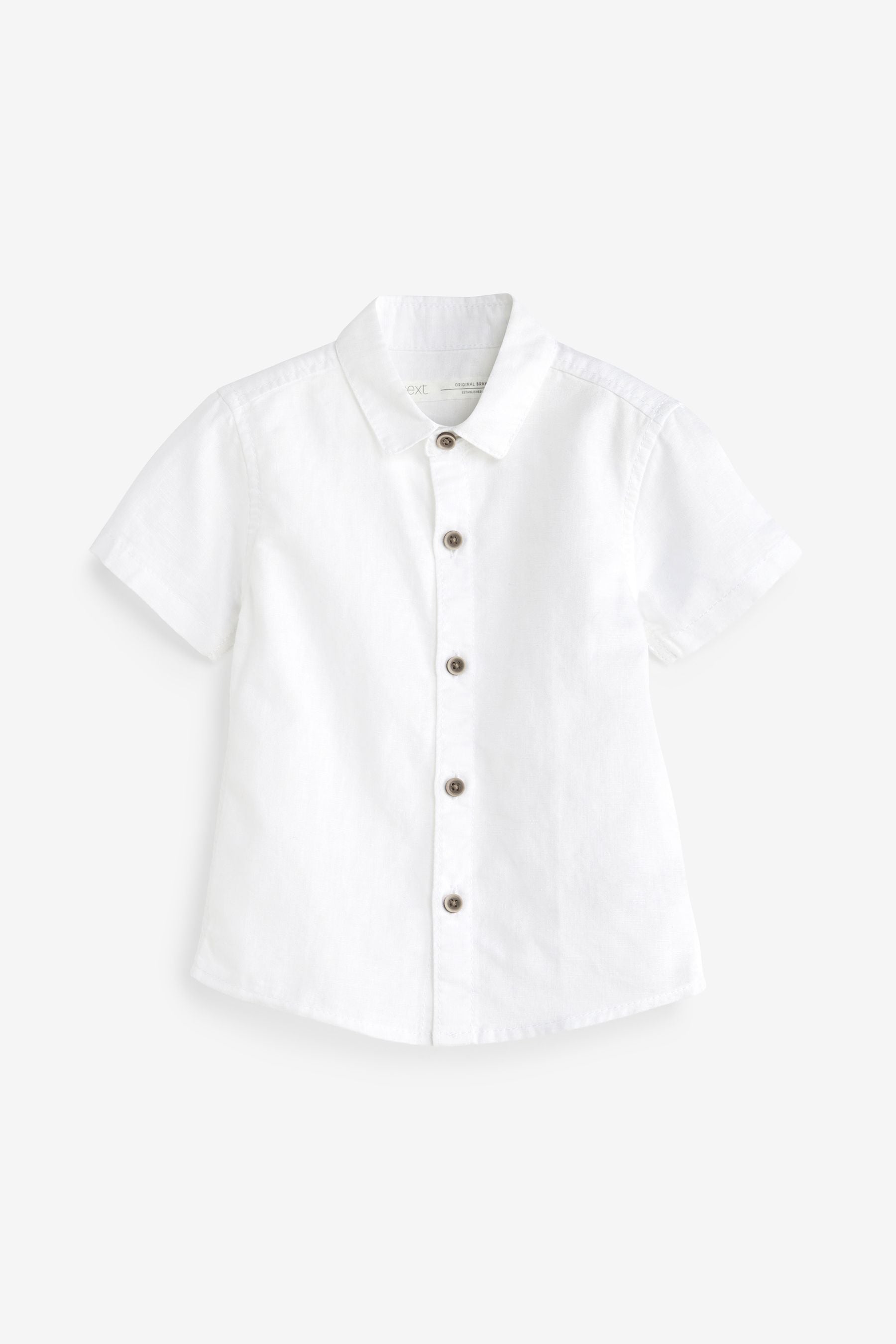 White Short Sleeve Linen Shirt (3mths-7yrs)