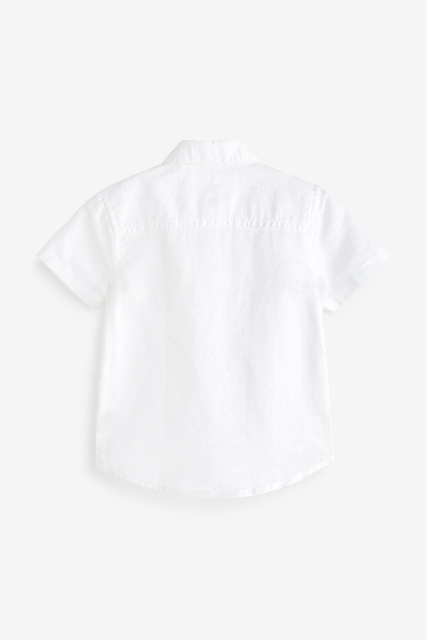 White Short Sleeve Linen Shirt (3mths-7yrs)