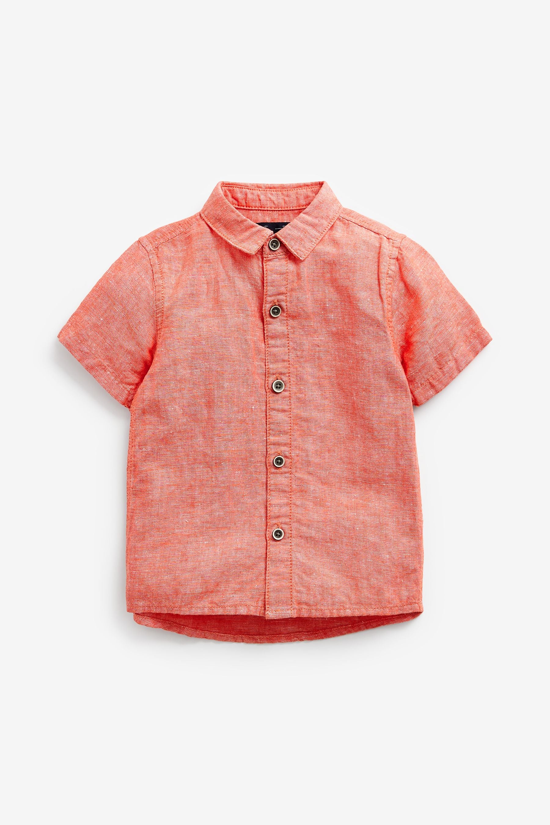 Coral Orange Short Sleeve Linen Shirt (3mths-7yrs)