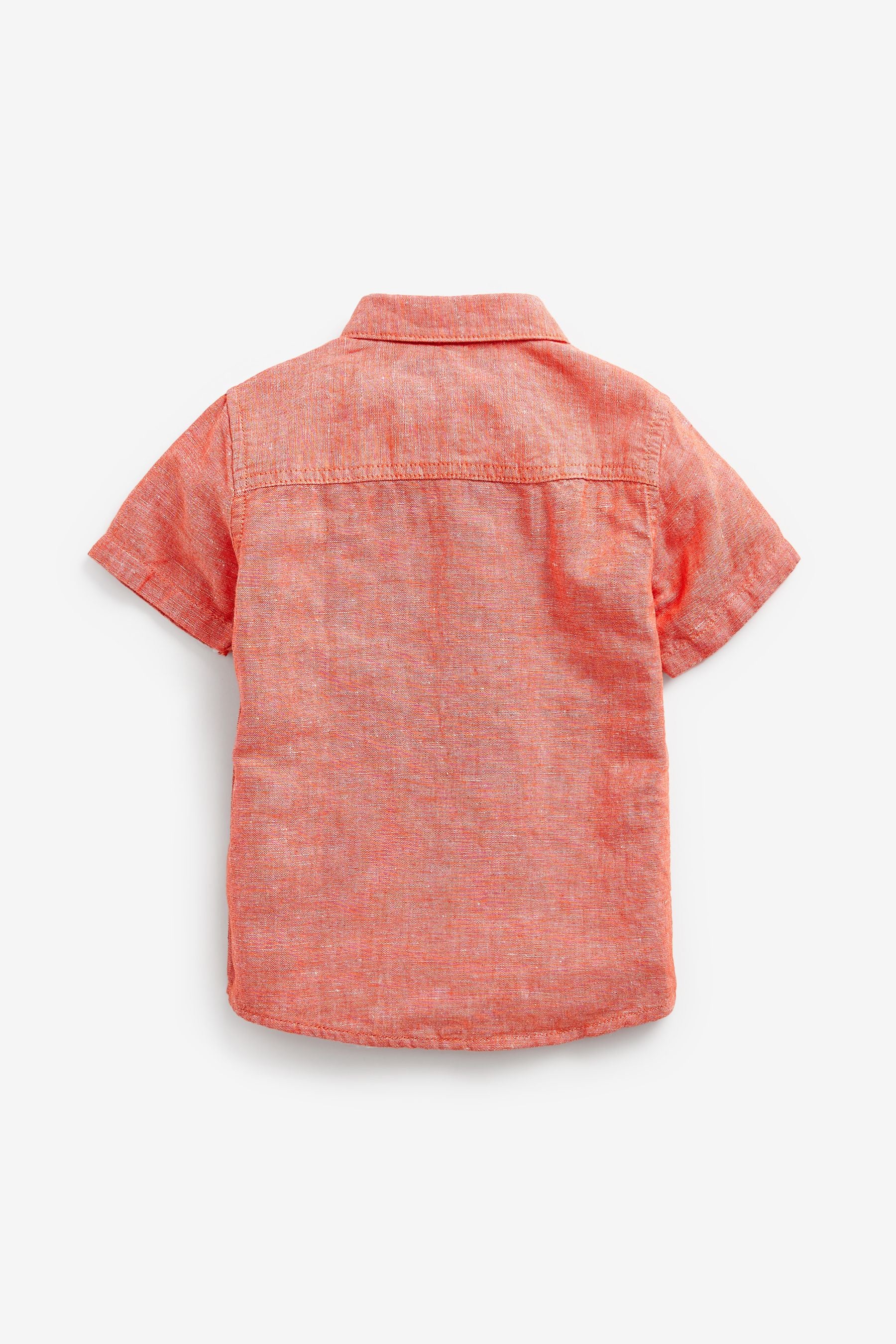 Coral Orange Short Sleeve Linen Shirt (3mths-7yrs)