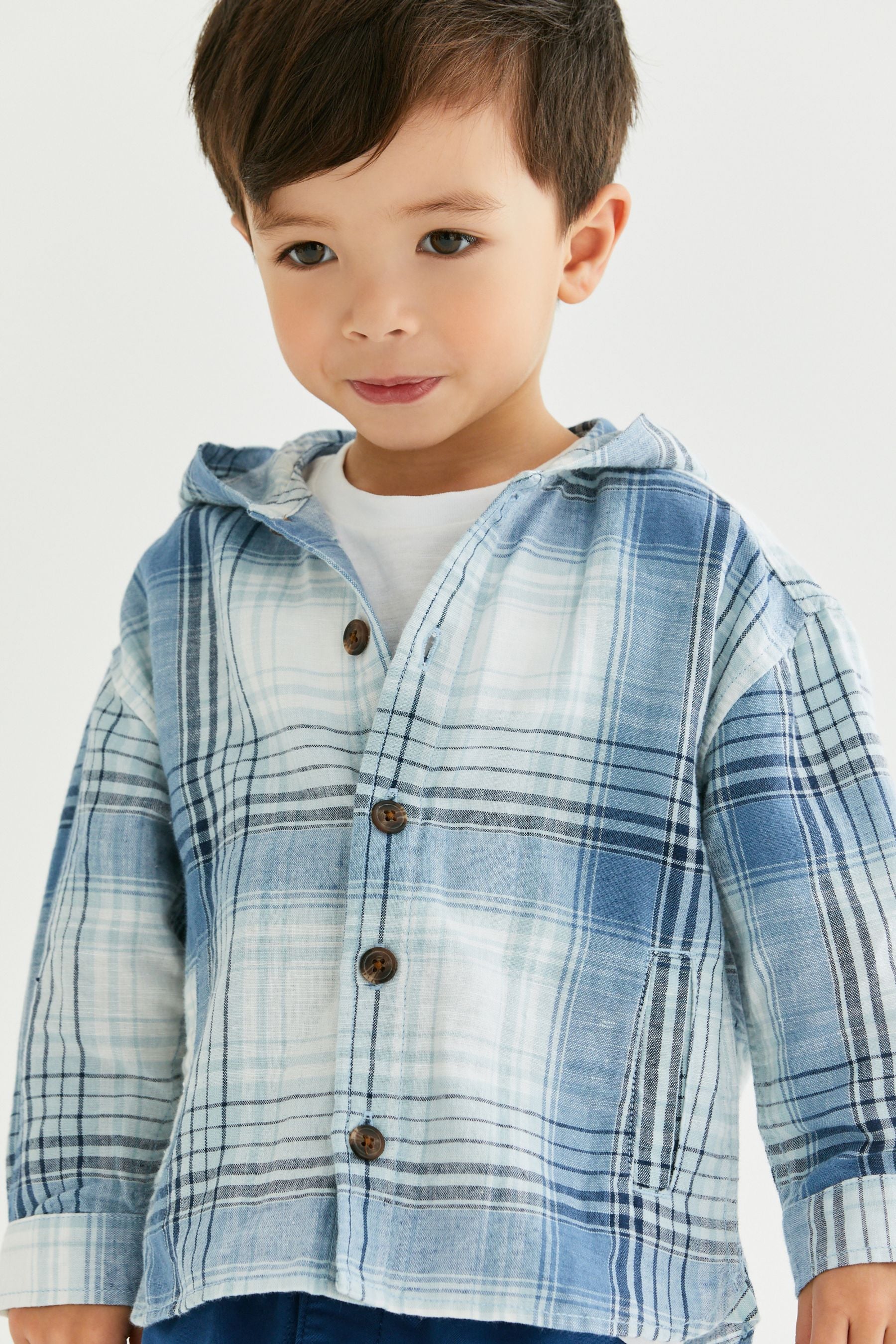 Blue Check Hooded Shirt (3mths-7yrs)