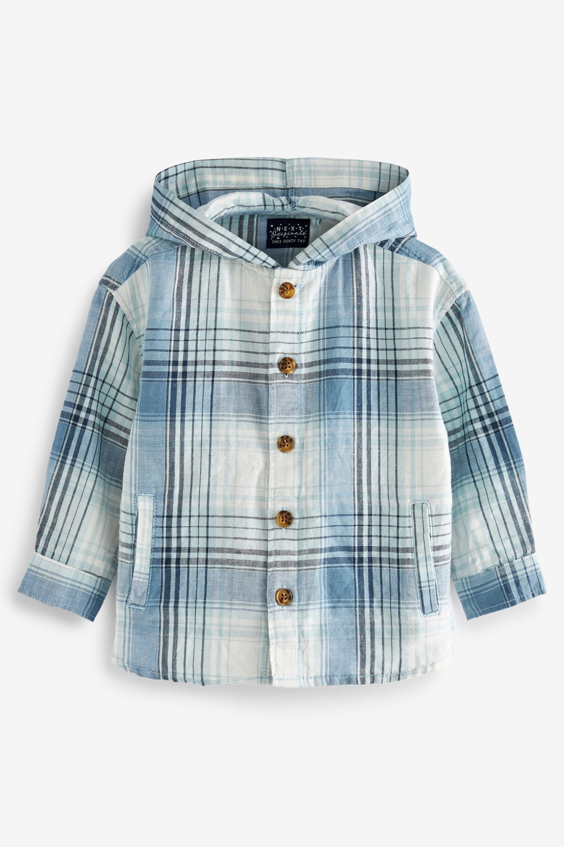 Blue Check Hooded Shirt (3mths-7yrs)