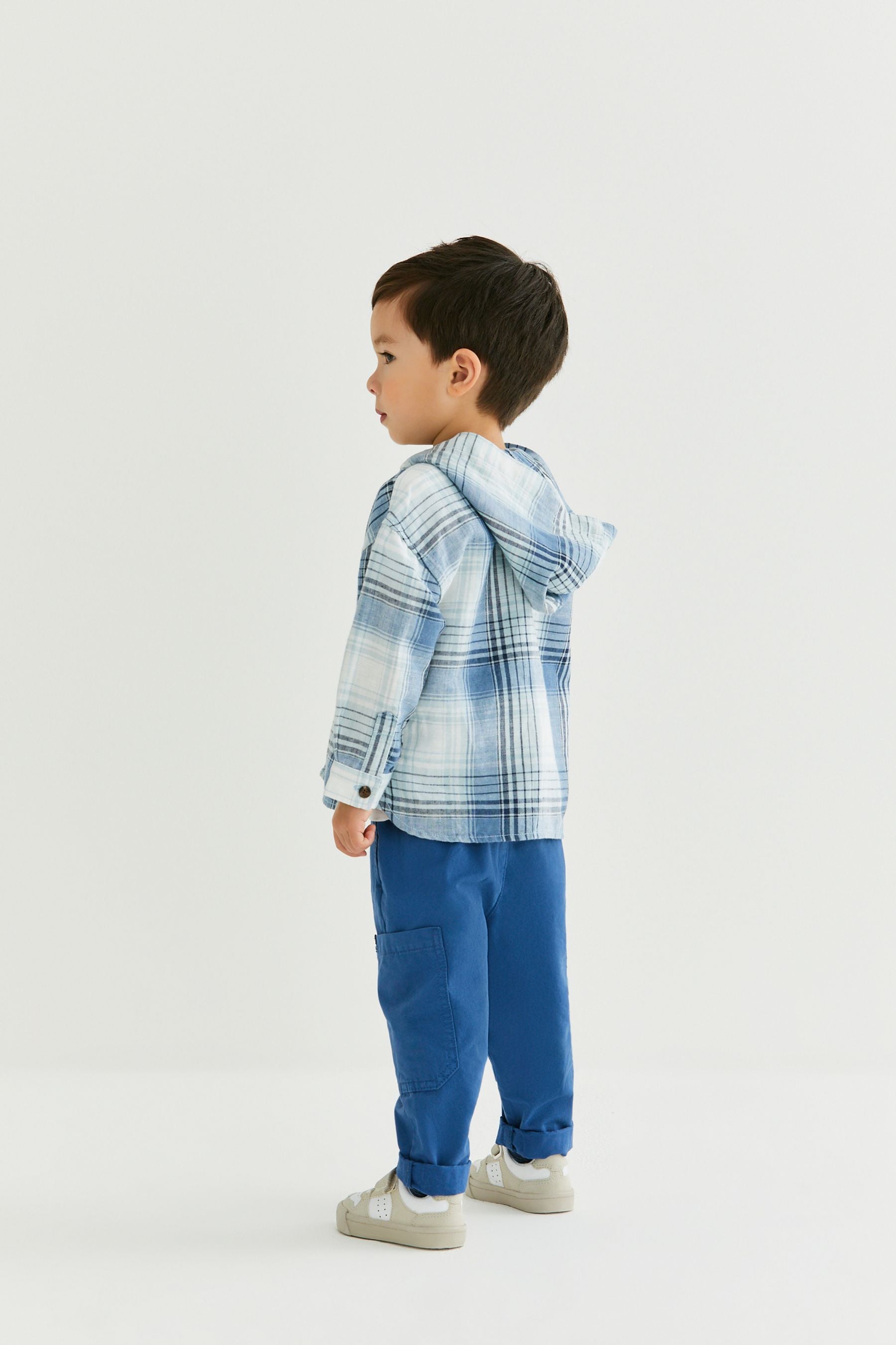 Blue Check Hooded Shirt (3mths-7yrs)