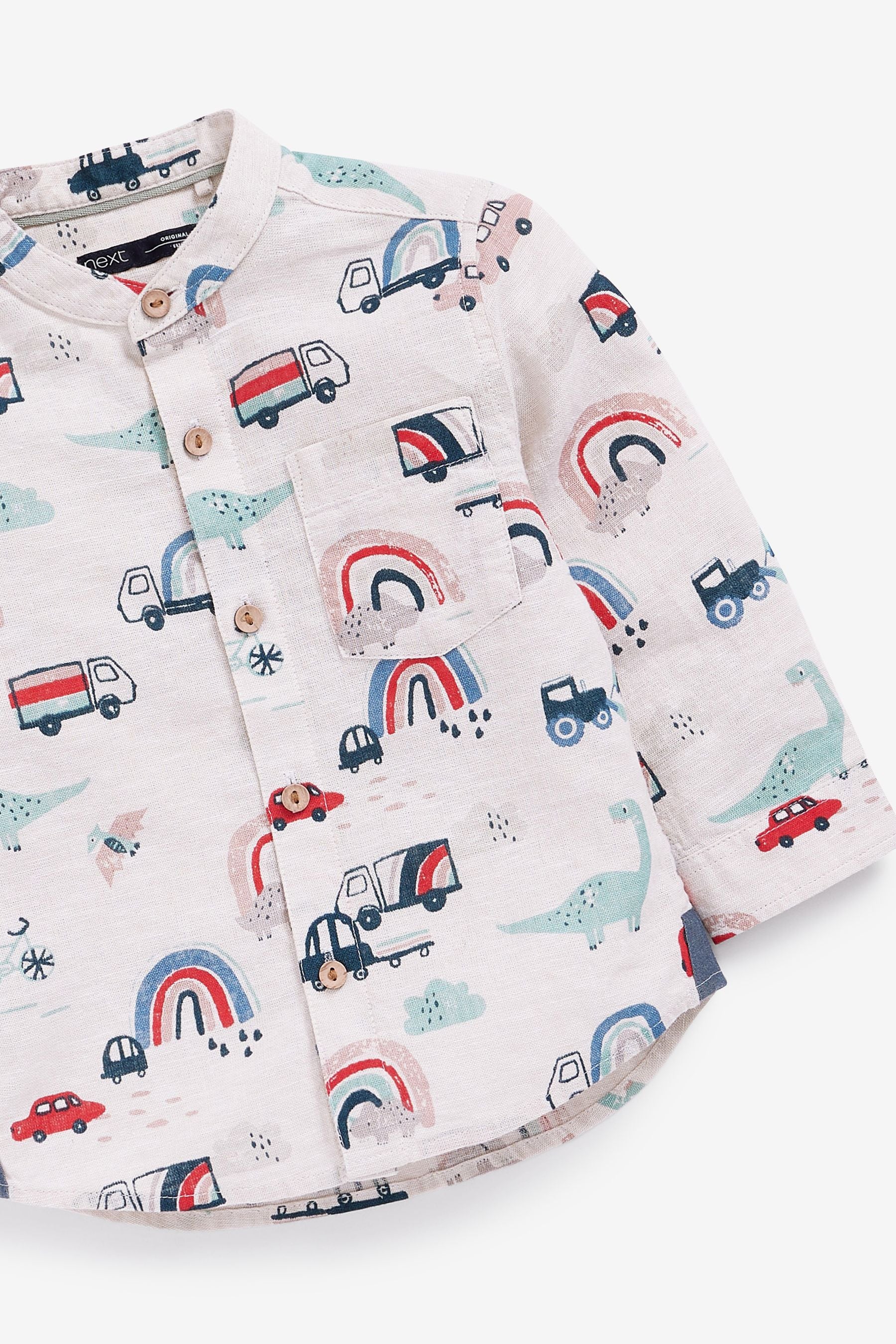 Ecru All-Over Print Grandad Shirt (3mths-7yrs)