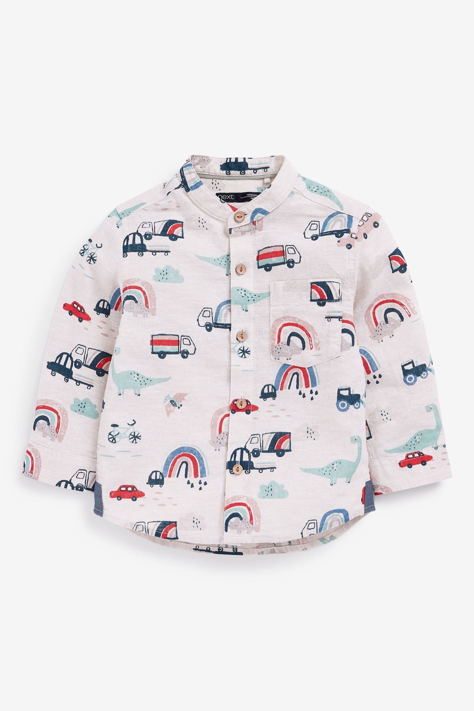 Ecru All-Over Print Grandad Shirt (3mths-7yrs)