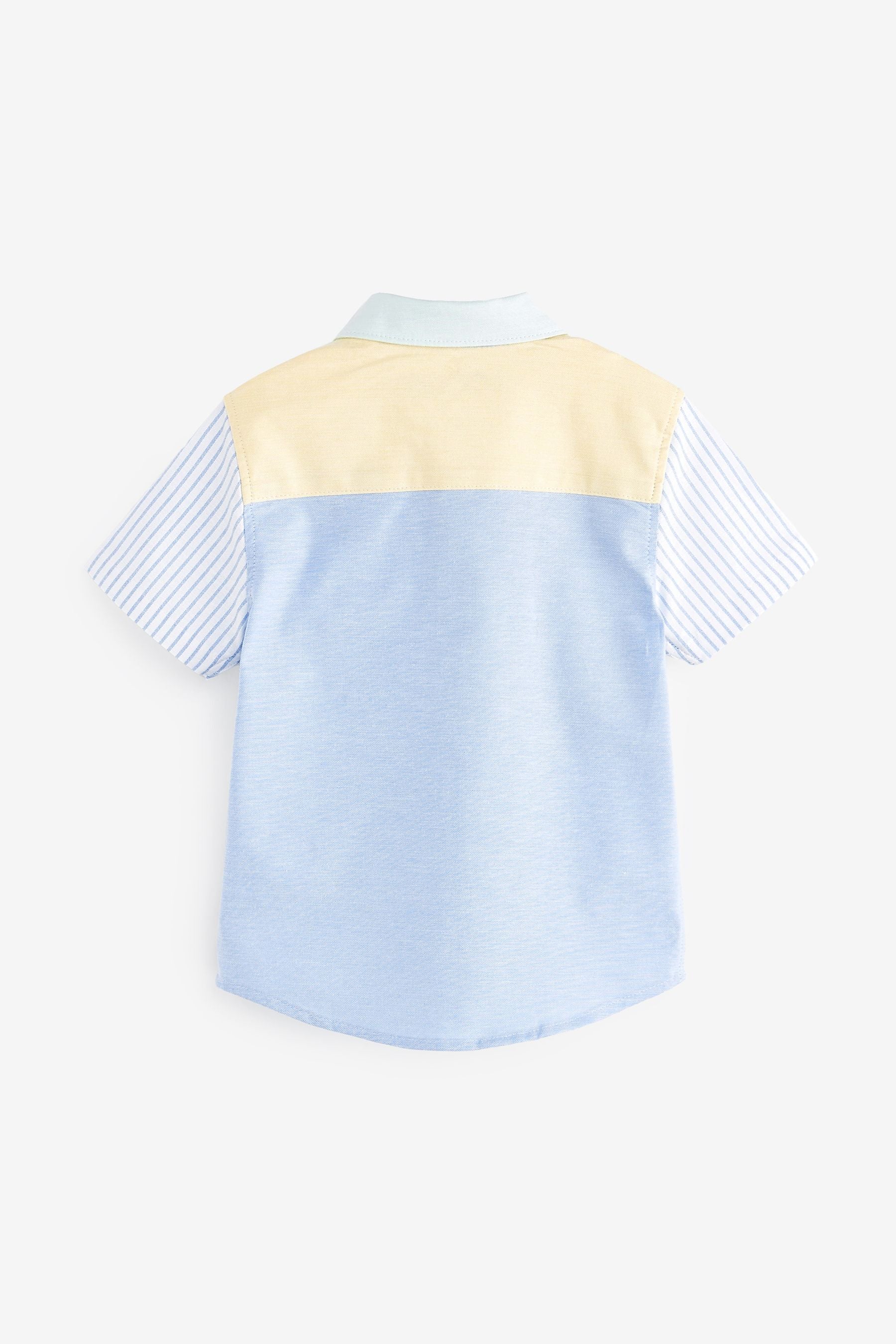 Multi Pastel Short Sleeve Spliced Oxford Shirt (3mths-7yrs)