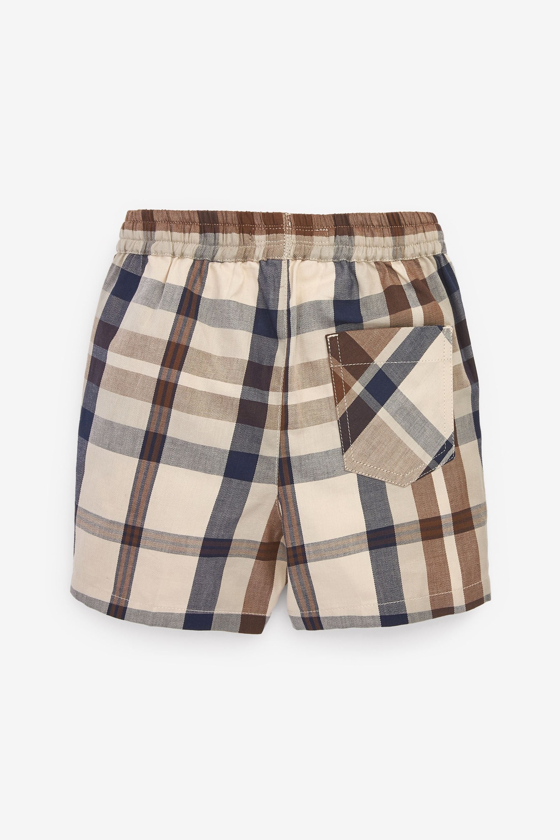 Tan Brown Check Shirt & Short Set SS Splice Check Shirt (3mths-12yrs)