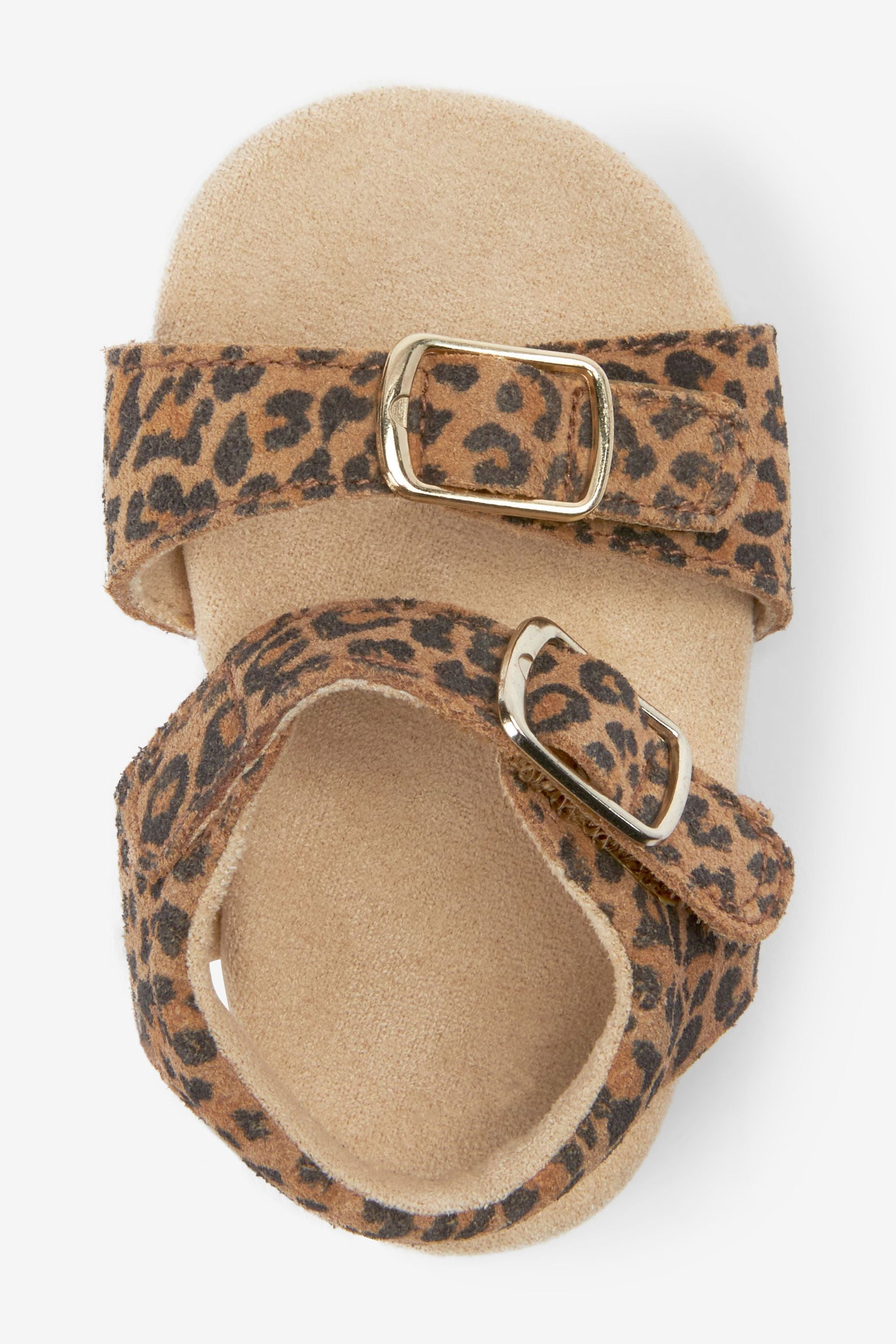 Tan Brown Animal Print Adjustable Baby Sandals (3-18mths)