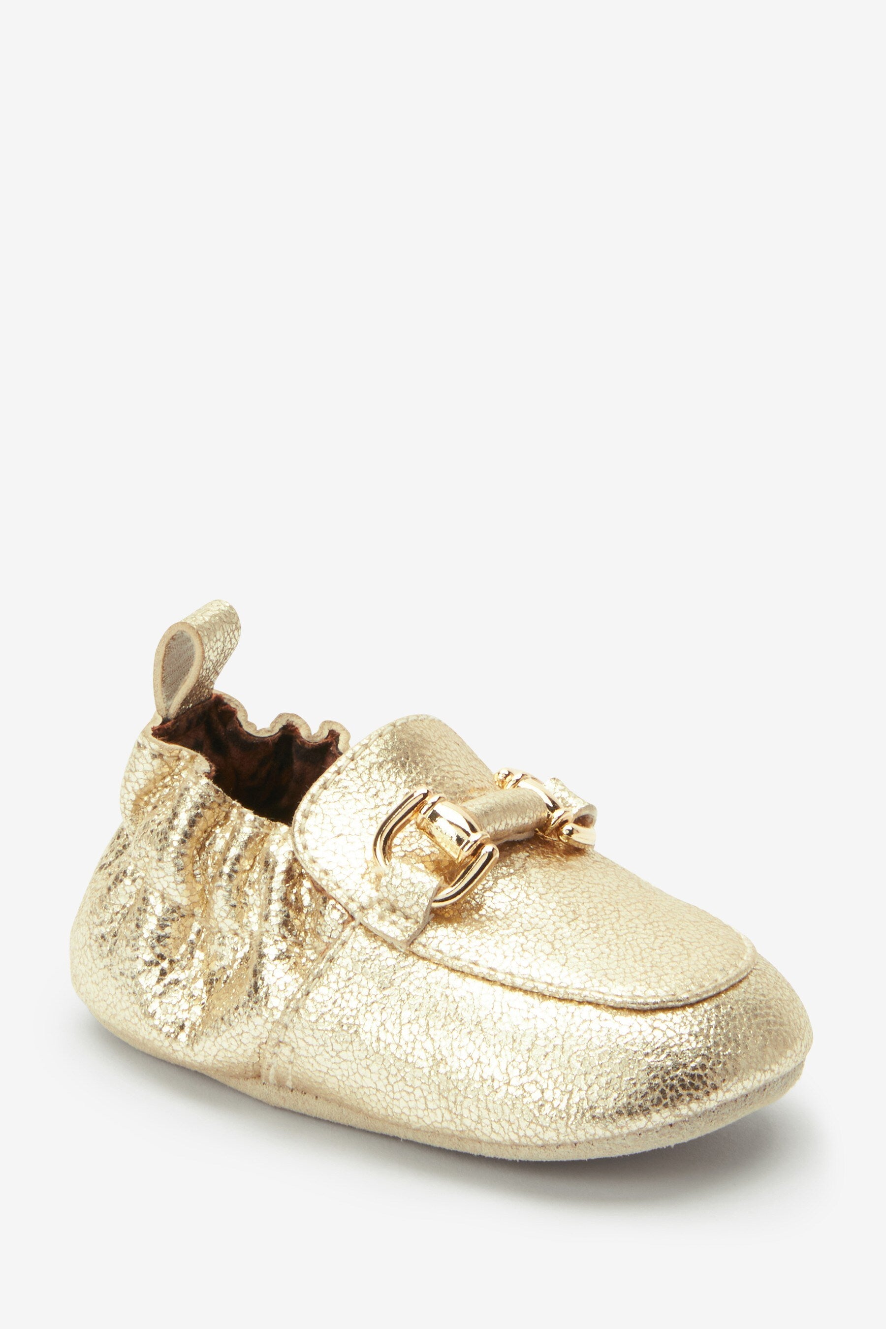 Gold Leather Slip-On Baby Loafers (0-18mths)