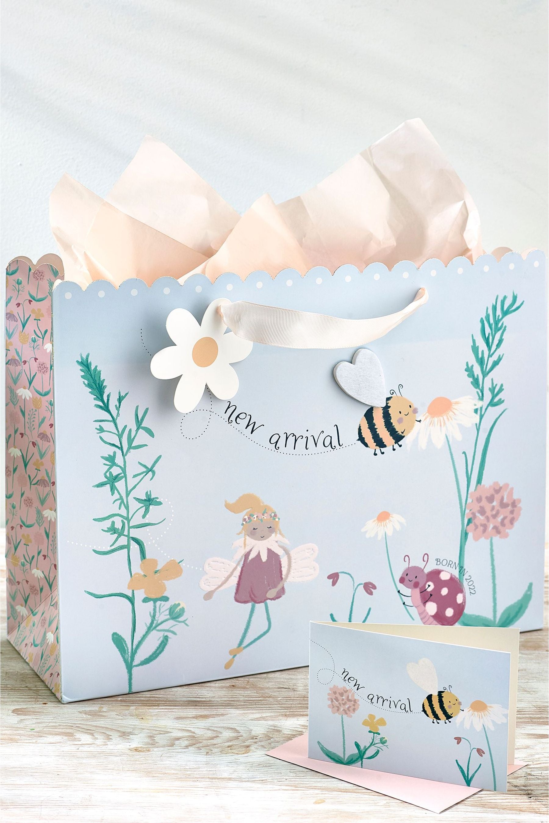 Grey Born In 2022 Baby Gift Bag and Card Set