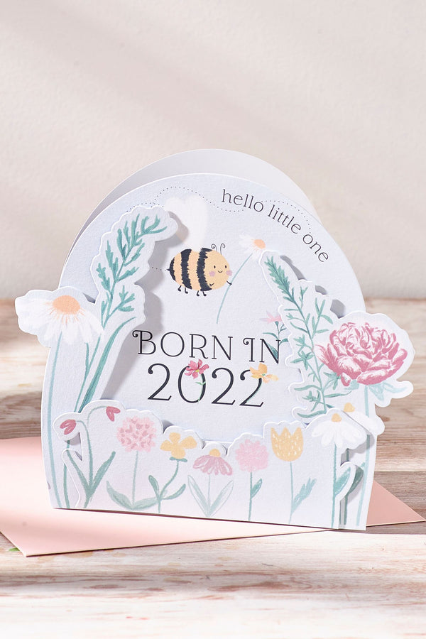 Grey Born In 2022 Baby Folding Card