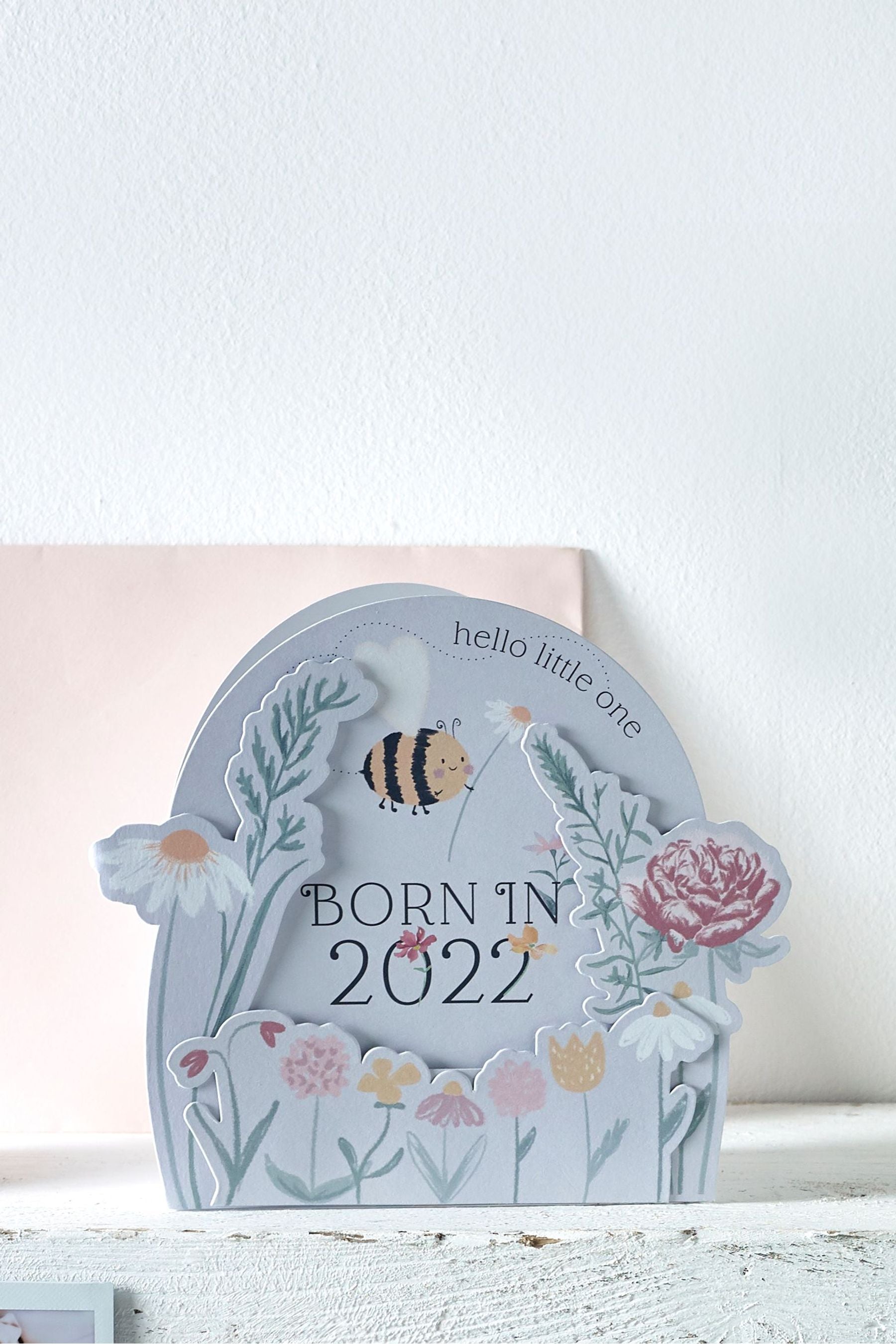 Grey Born In 2022 Baby Folding Card