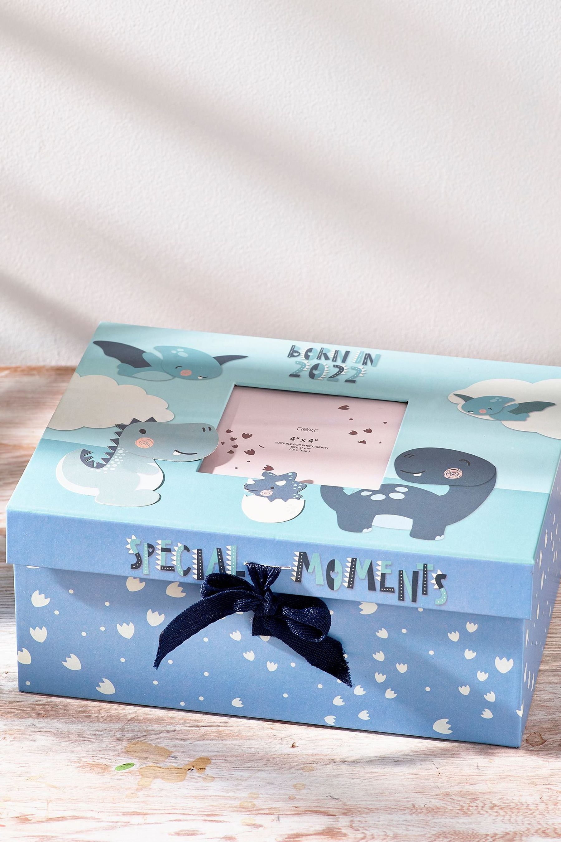 Blue Born In 2022 Baby Keepsake Box