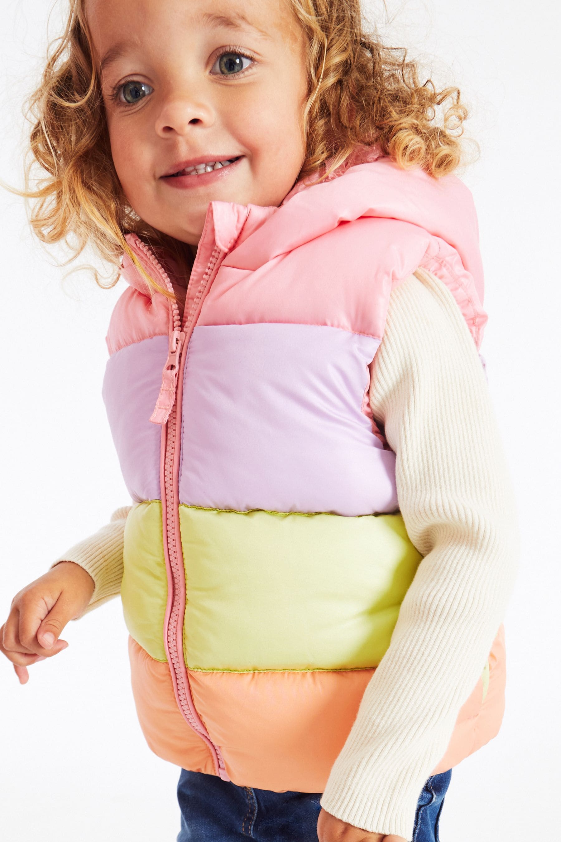 Multi Rainbow Shower Resistant Colourblock Gilet with 3D Dino Spikes (3mths-7yrs)