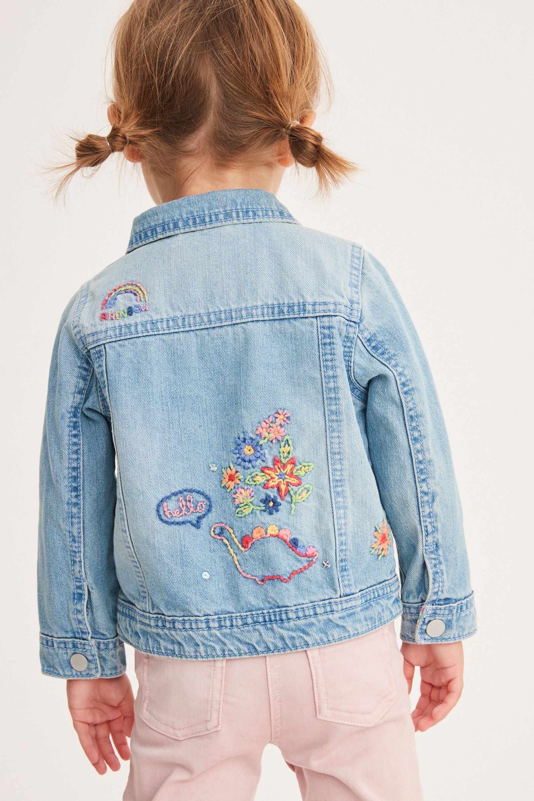 Mid Blue Unicorn Embroidered Denim Jacket (3mths-7yrs)