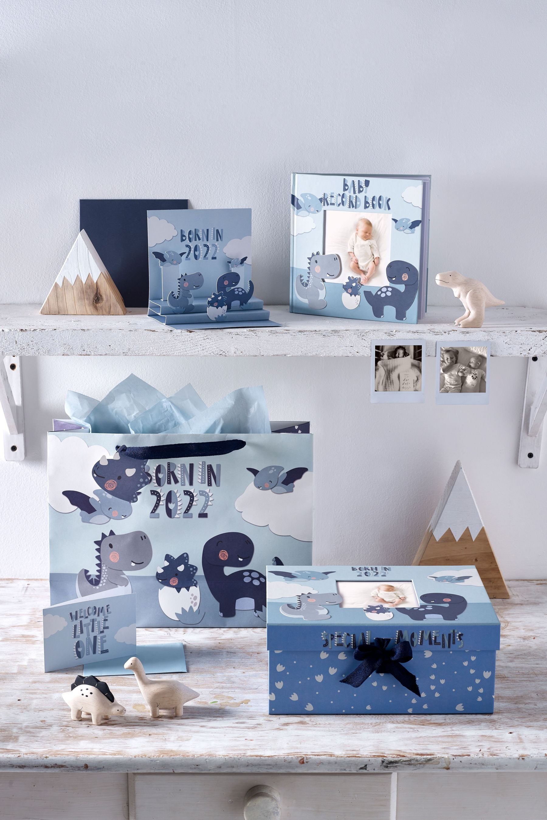 Blue Born In 2022 Baby Gift Bag and Card Set