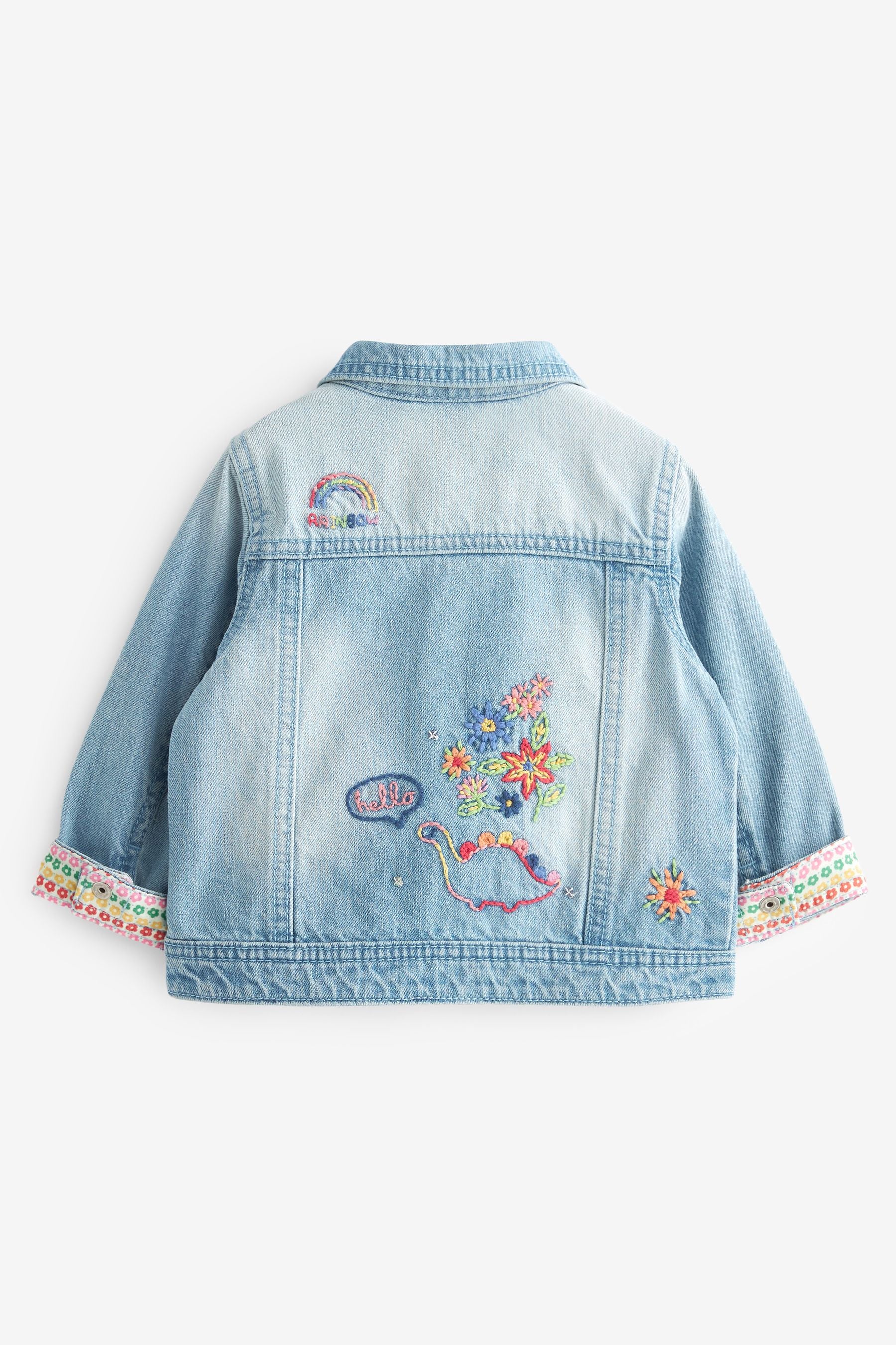 Mid Blue Unicorn Embroidered Denim Jacket (3mths-7yrs)