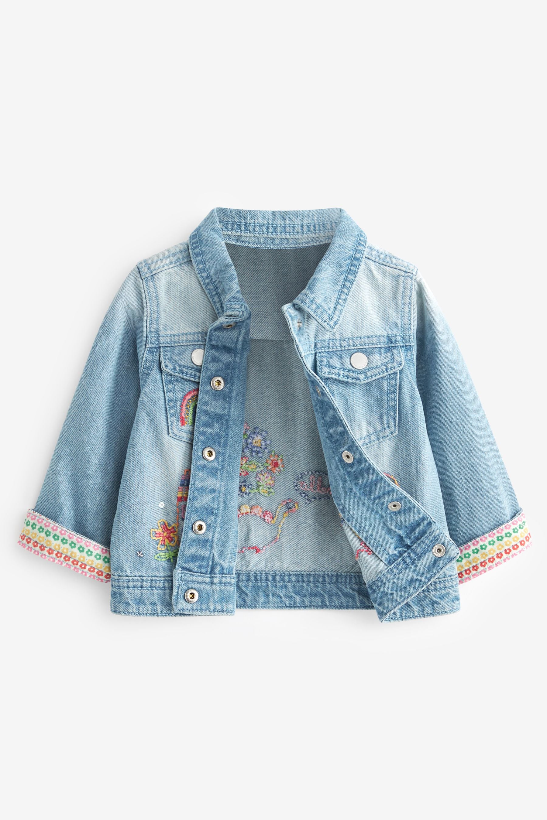 Mid Blue Unicorn Embroidered Denim Jacket (3mths-7yrs)