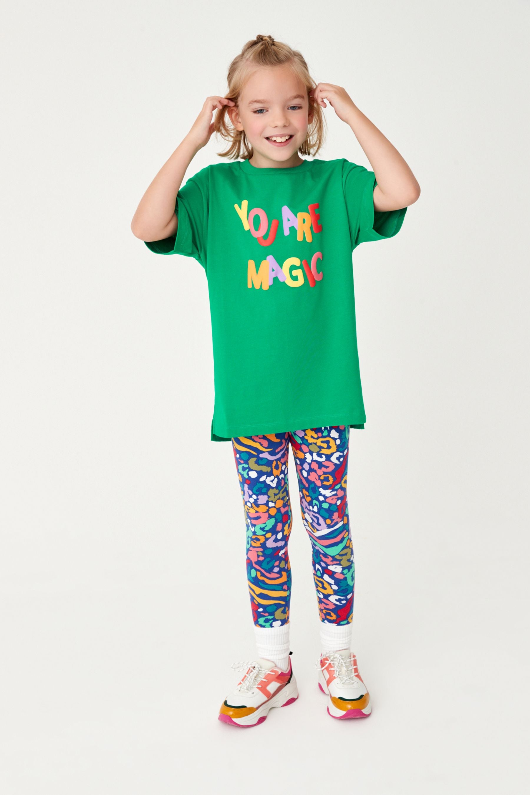 Multi Slogan Animal Print Legging Set (3-16yrs)