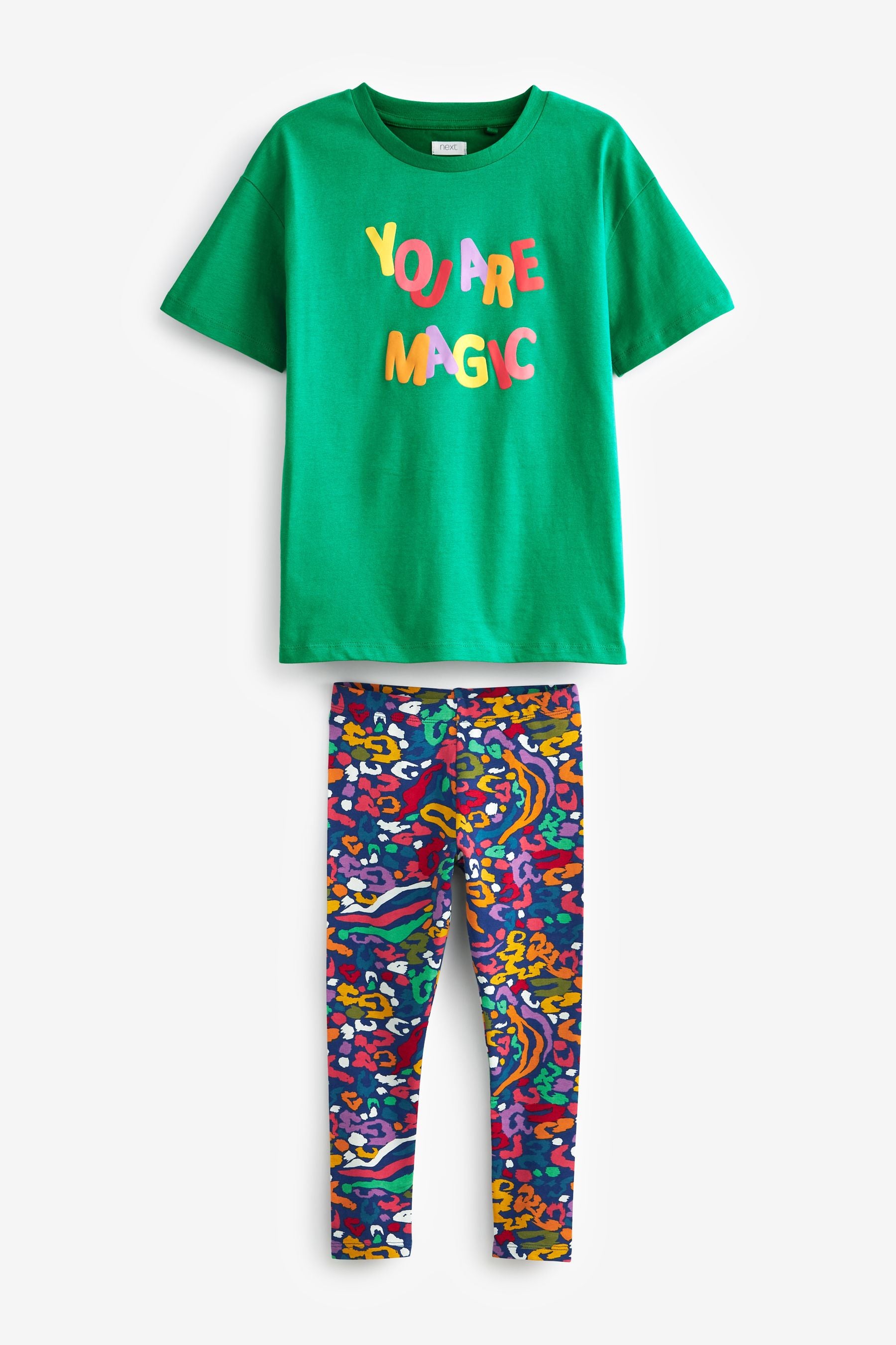 Multi Slogan Animal Print Legging Set (3-16yrs)