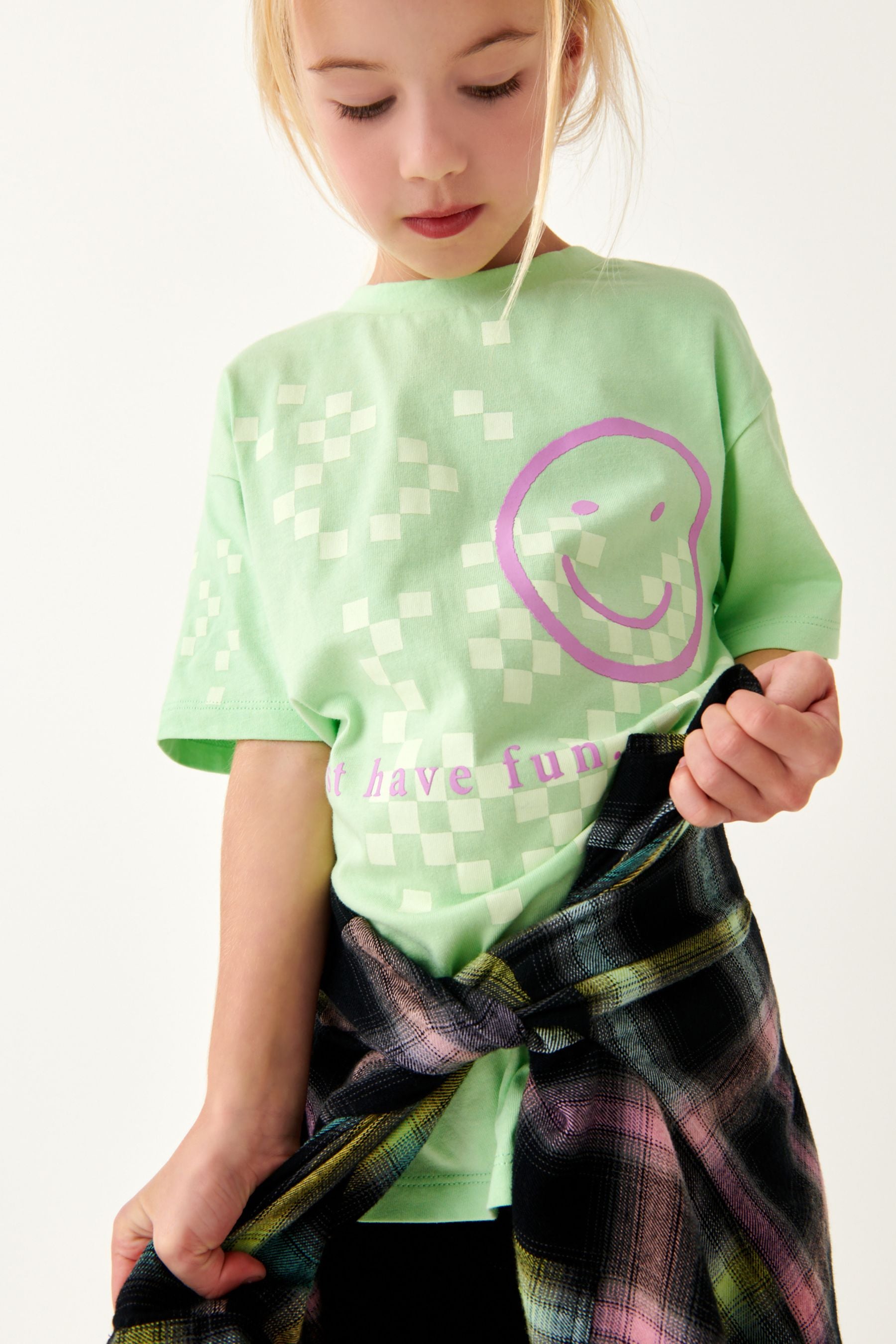 Lime Green Lime Green Skate Checkerboard T-shirt (3-16yrs)