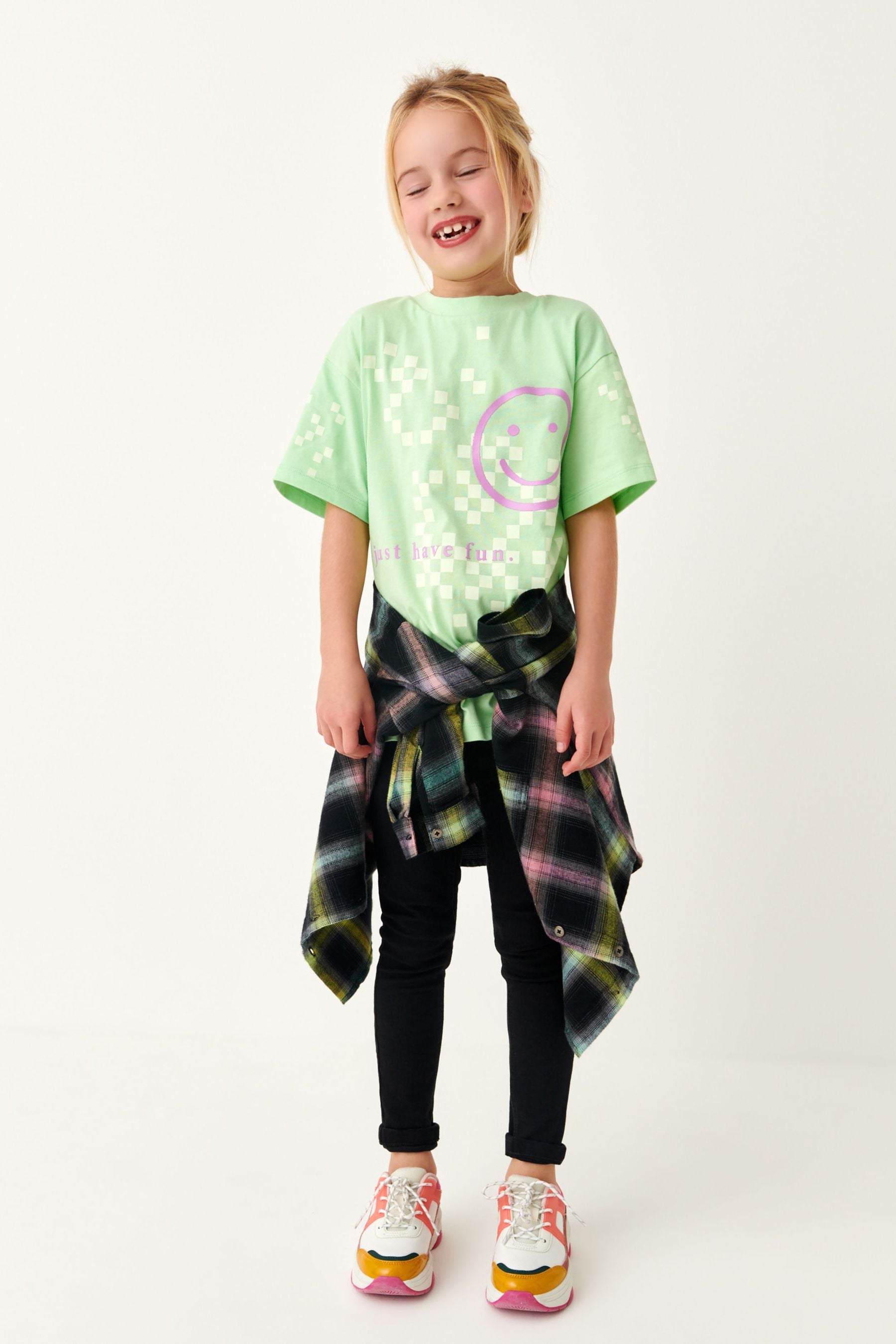 Lime Green Lime Green Skate Checkerboard T-shirt (3-16yrs)