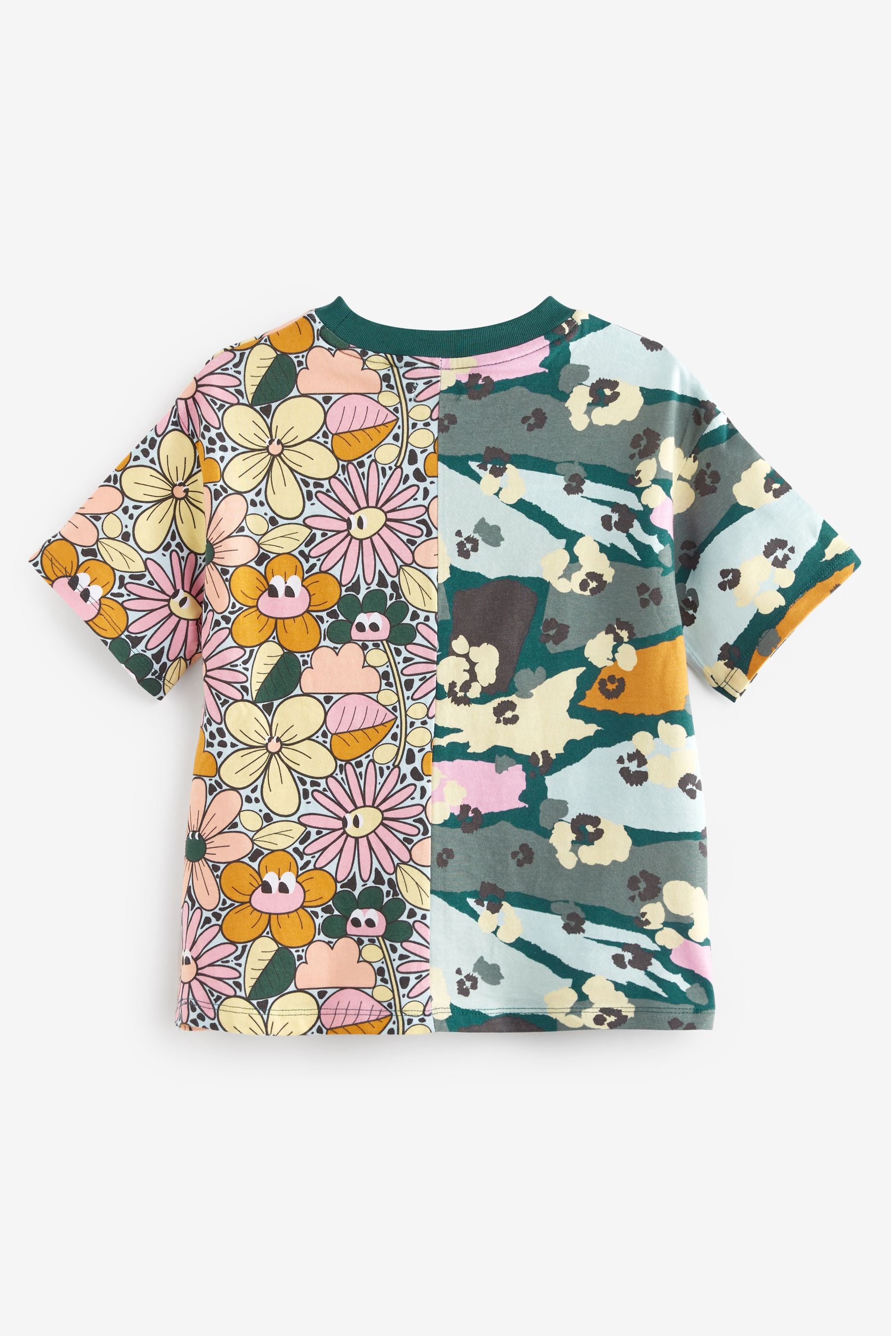 Green Floral & Camo Spliced T-Shirt (3-16yrs)