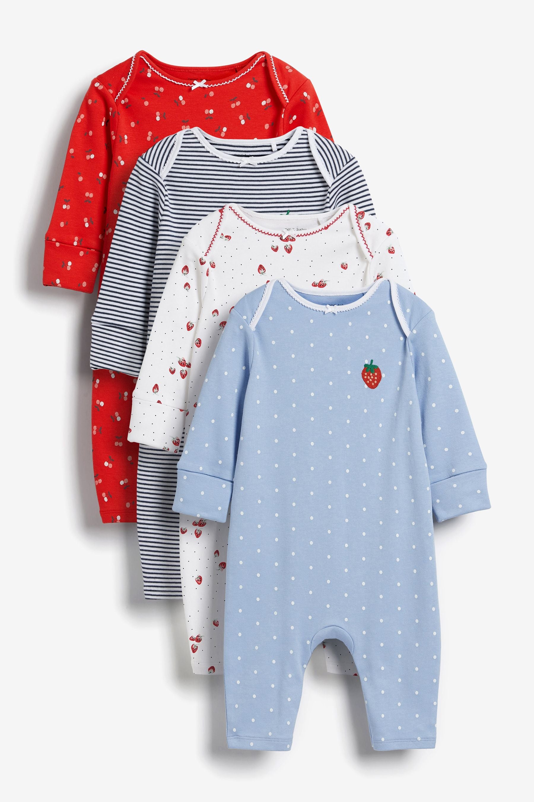 Red/Navy/White 4 Pack Footless Sleepsuits (0mths-3yrs)