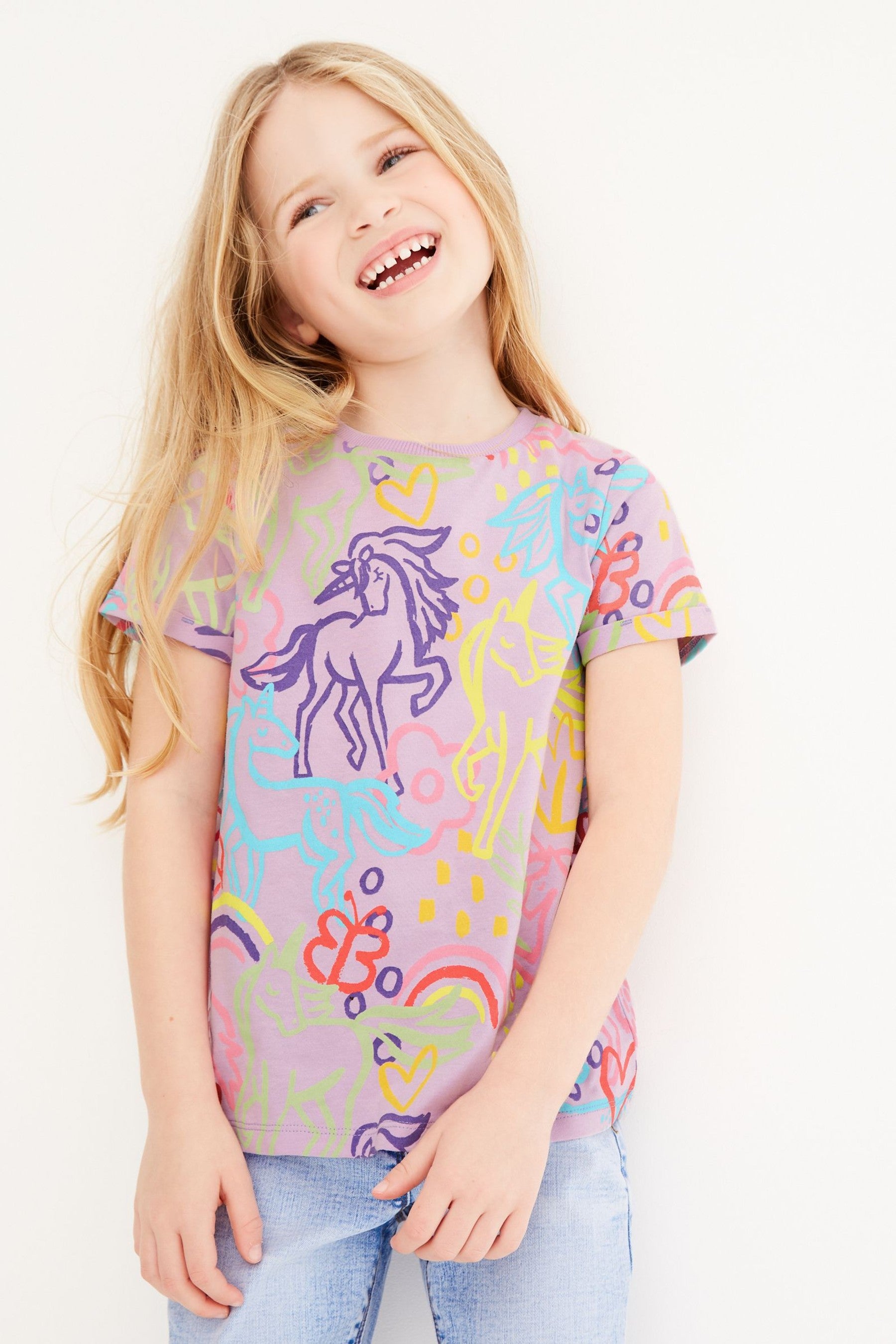 Lilac Purple Unicorn Regular Fit T-Shirt (3-16yrs)