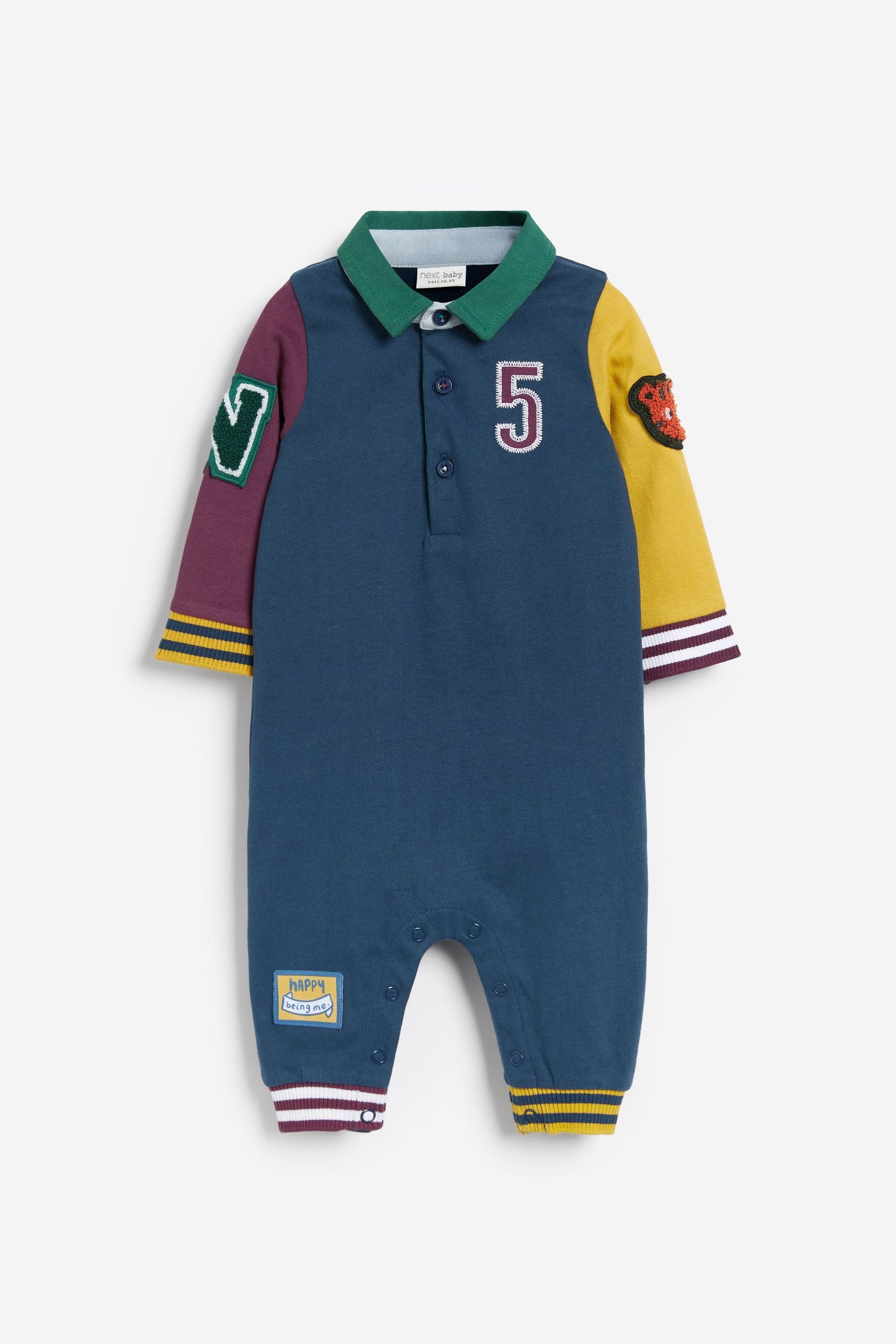 Navy Blue Varsity Baby Polo Romper (0mths-3yrs)