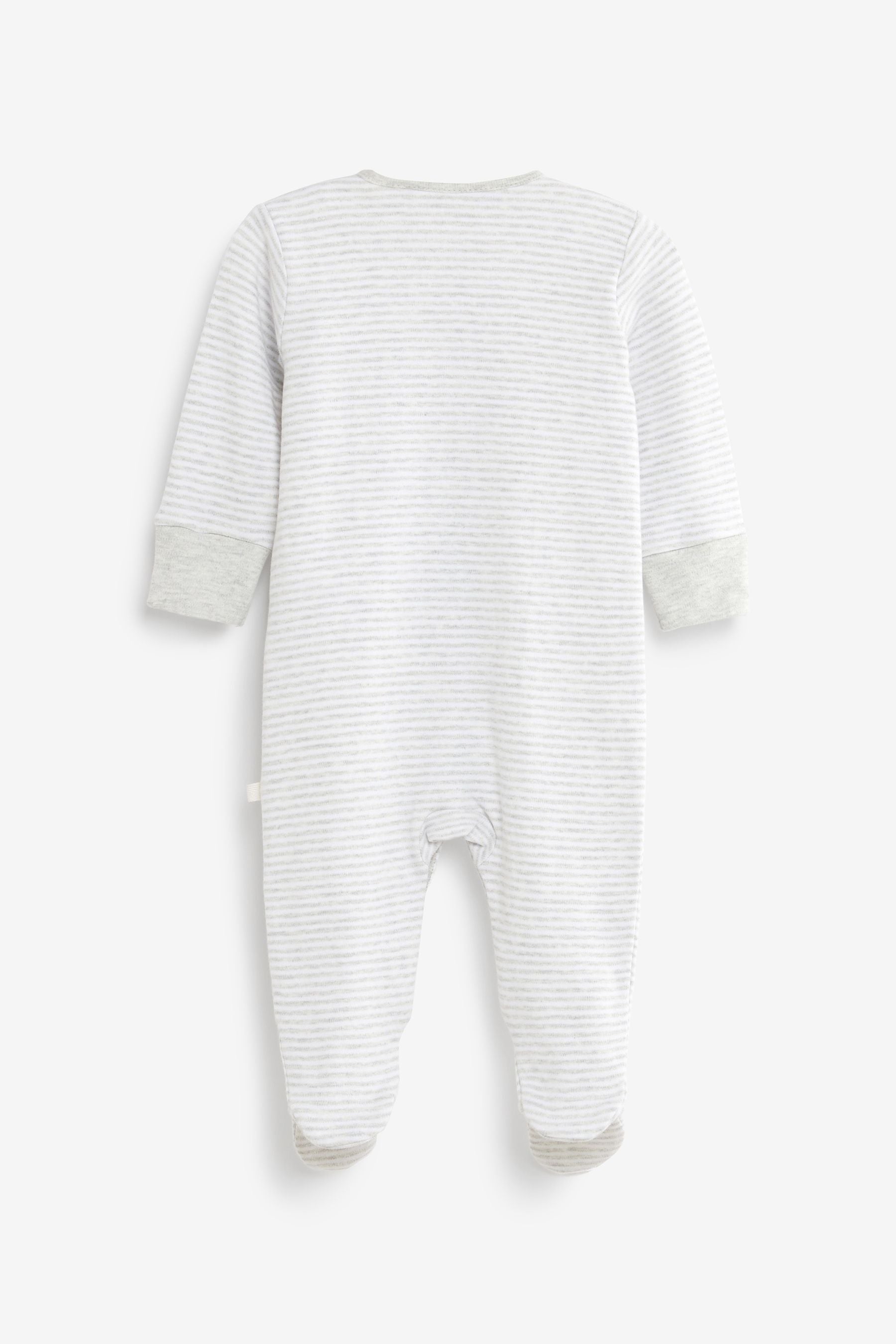 White/Grey Stripe Born In 2022 Single Sleepsuit (0-9mths)